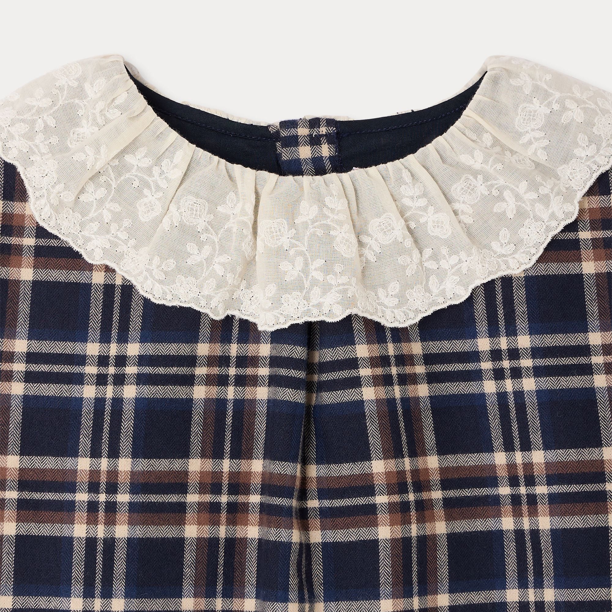 Girls Navy Check Cotton Dress