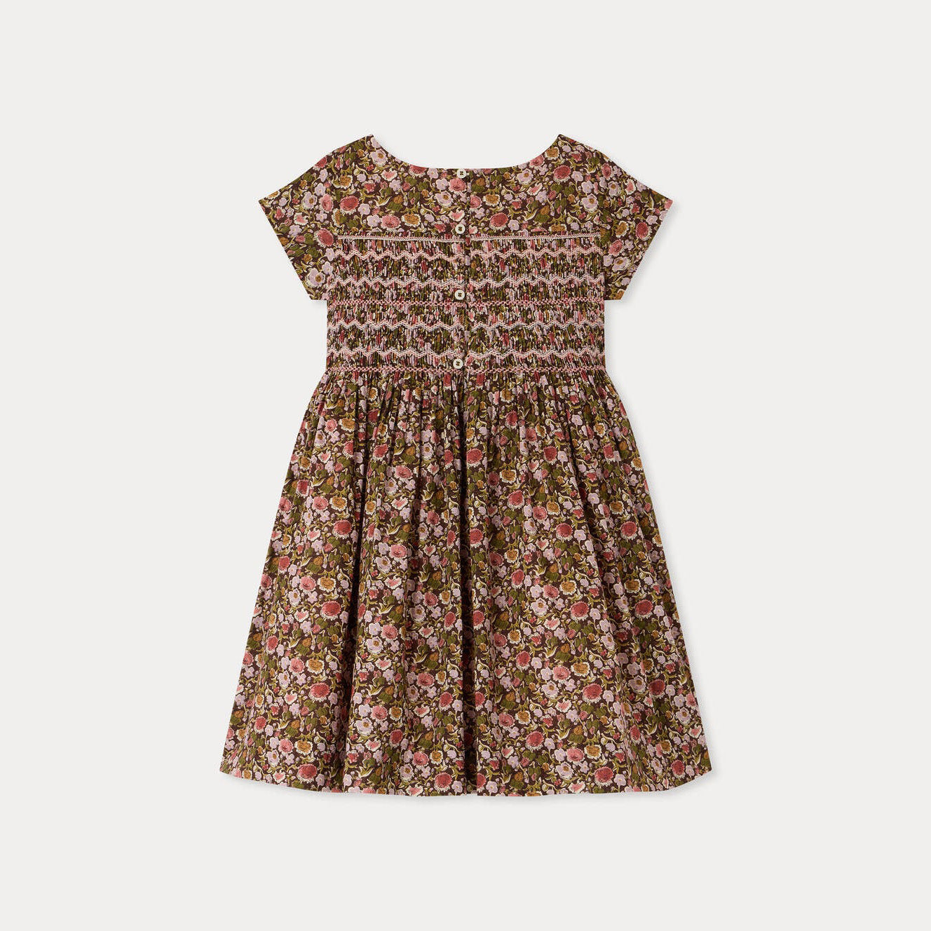 Girls Green Floral Cotton Dress