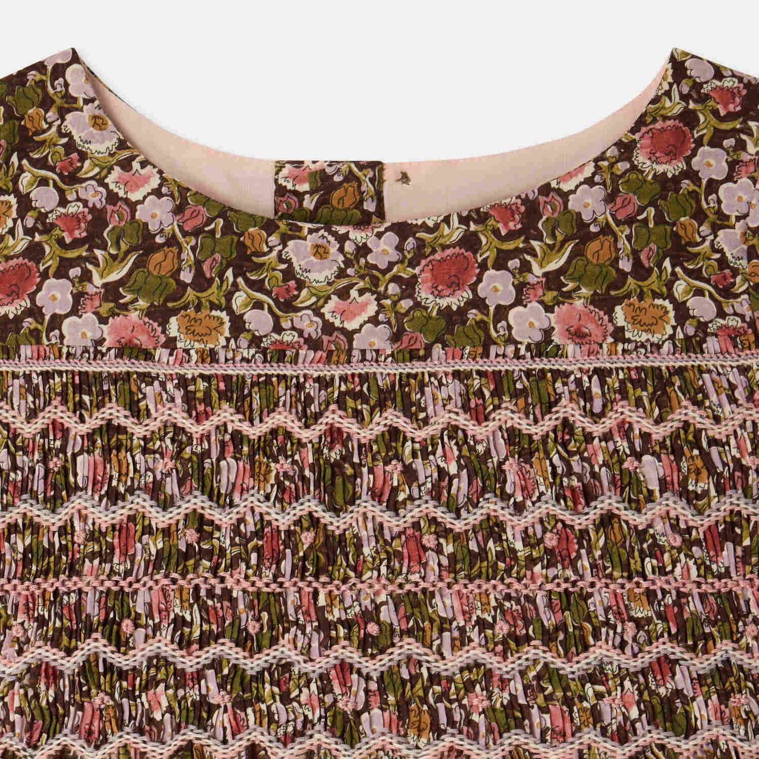 Girls Green Floral Cotton Dress