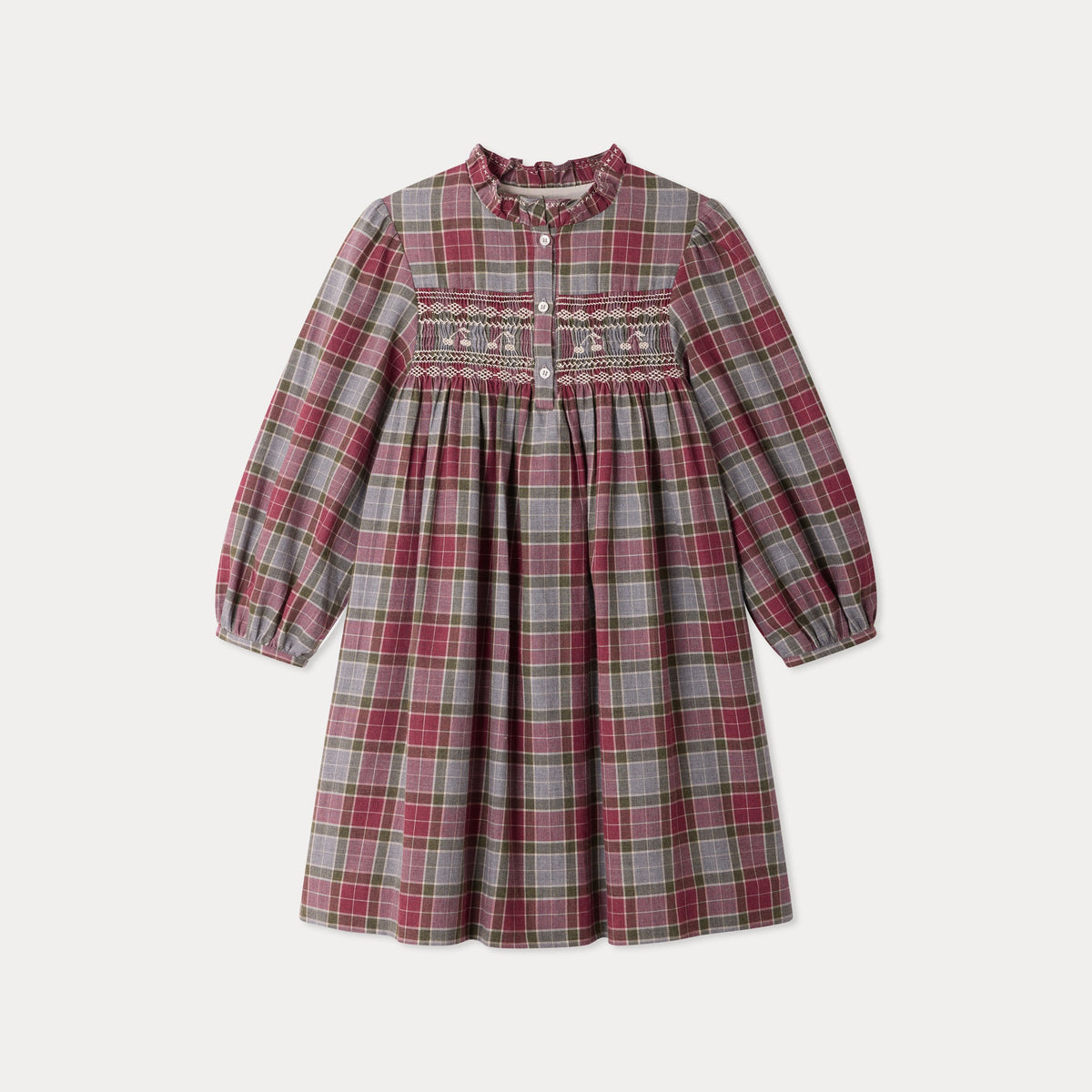 Robe en coton à carreaux multicolores pour fille