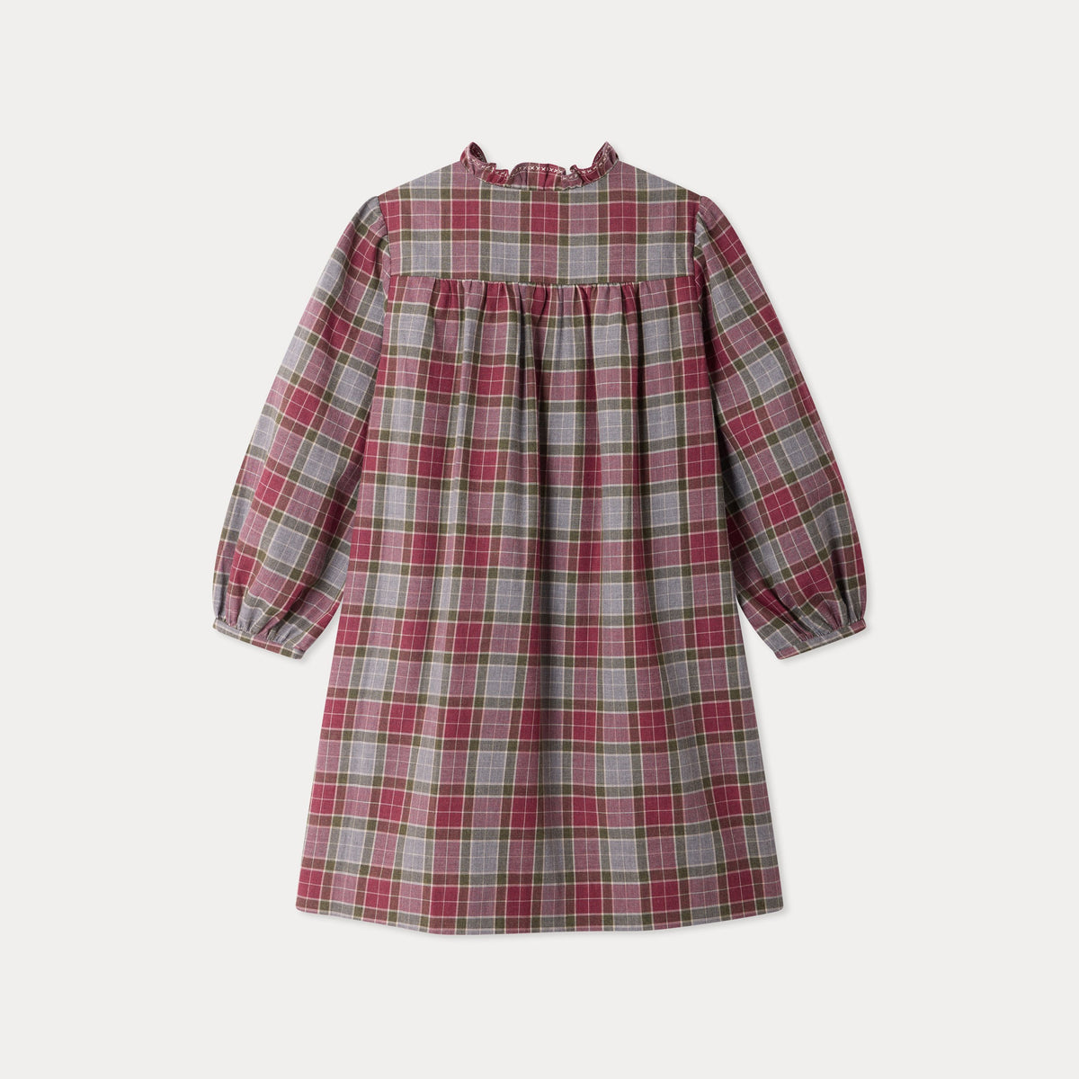 Robe en coton à carreaux multicolores pour fille