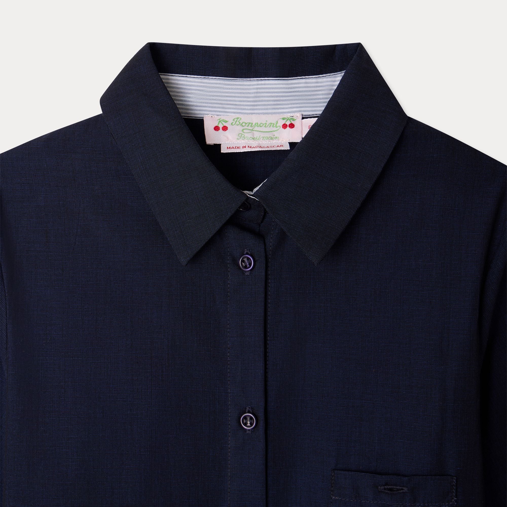 Girls Navy Cotton Dress
