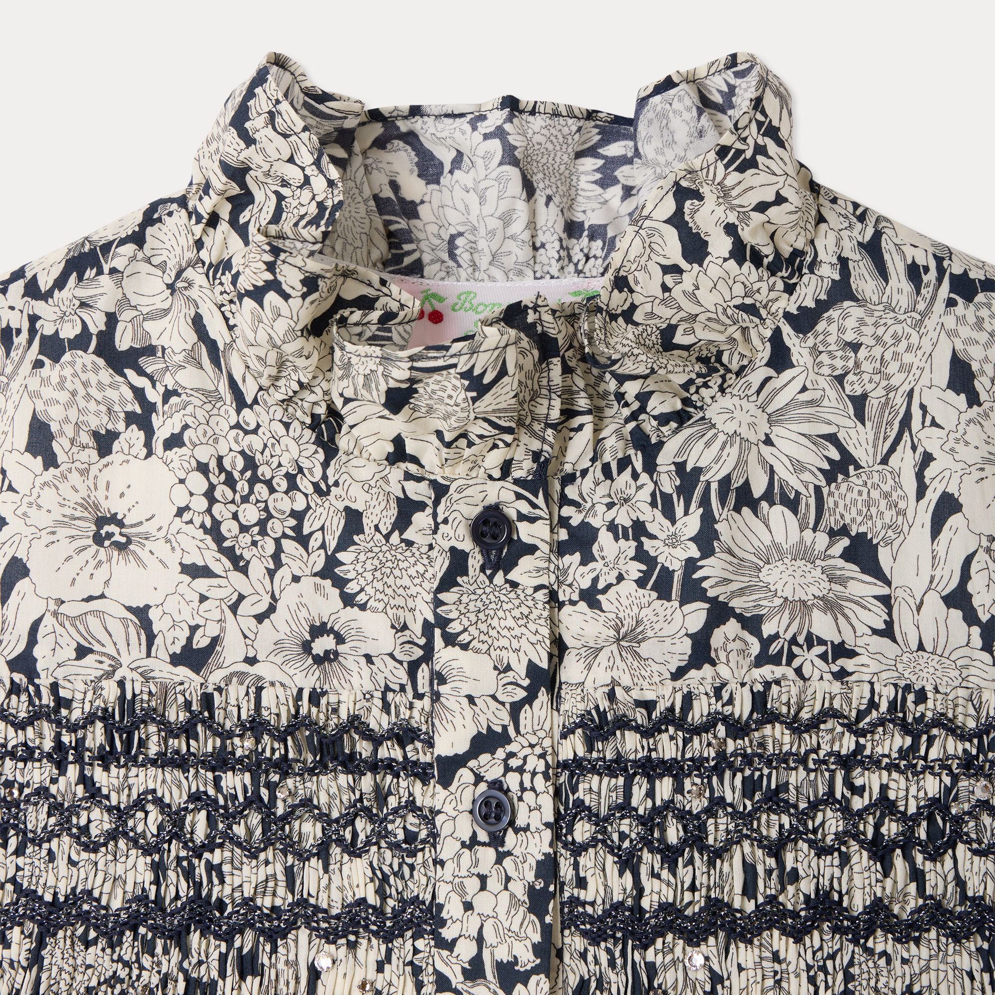 Girls Navy Flower Cotton Dress