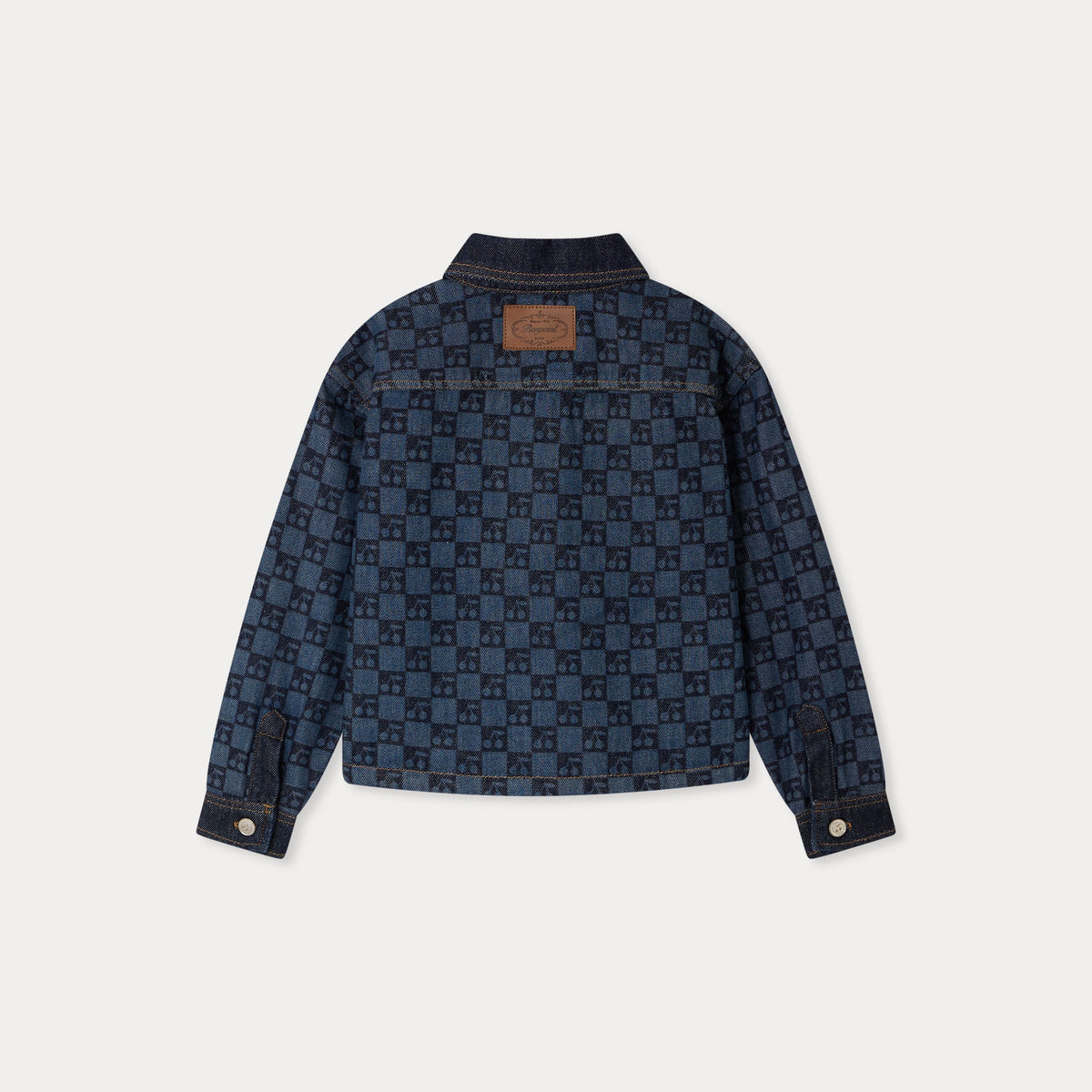 Veste en jean à carreaux bleu foncé pour fille