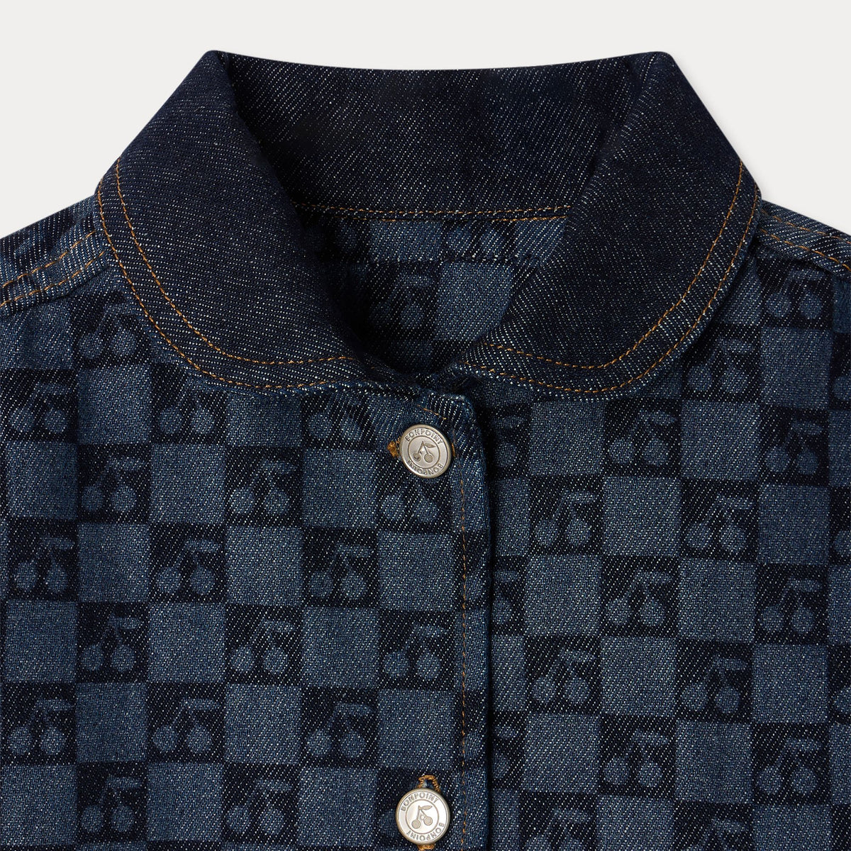 Veste en jean à carreaux bleu foncé pour fille