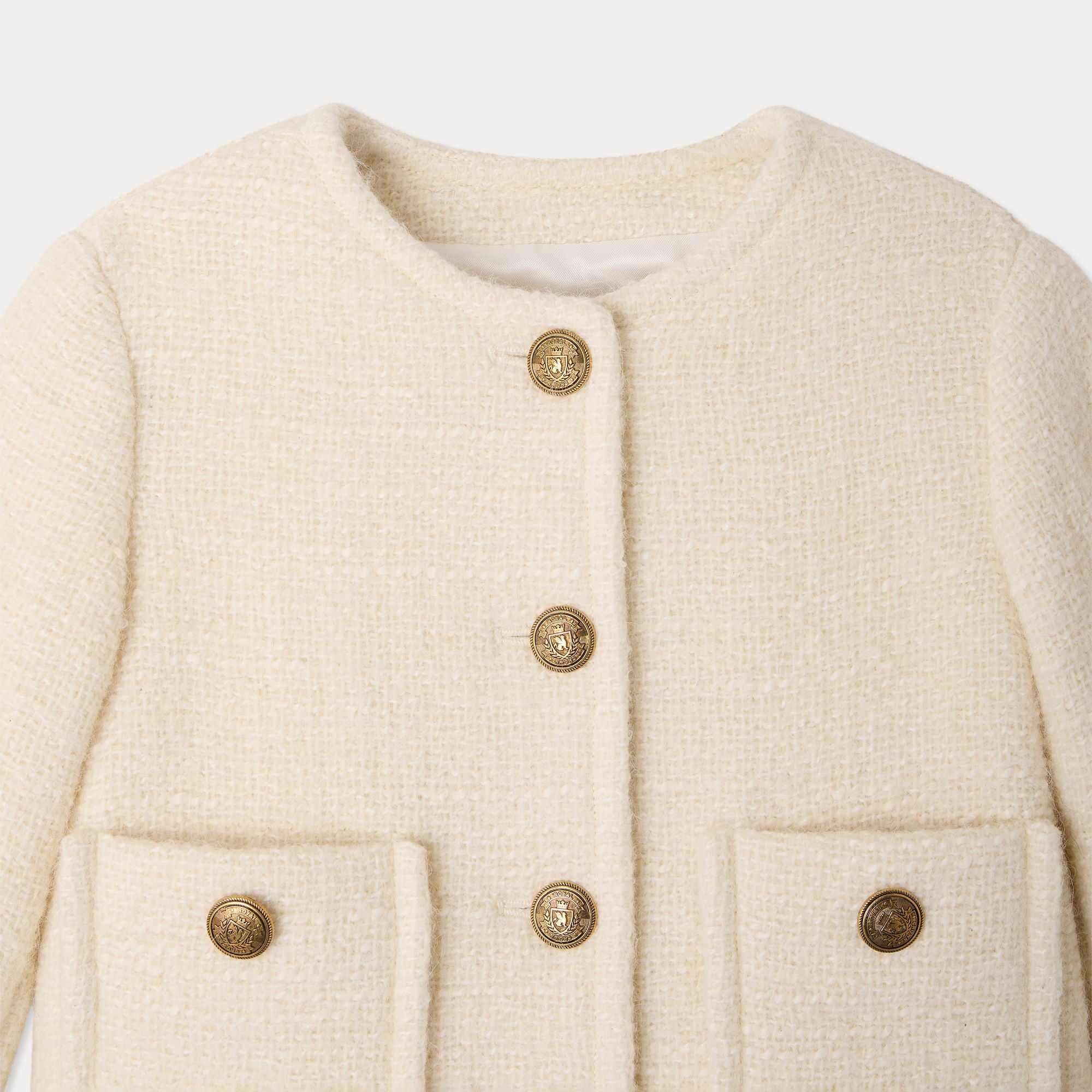 Girls White Wool Jacket