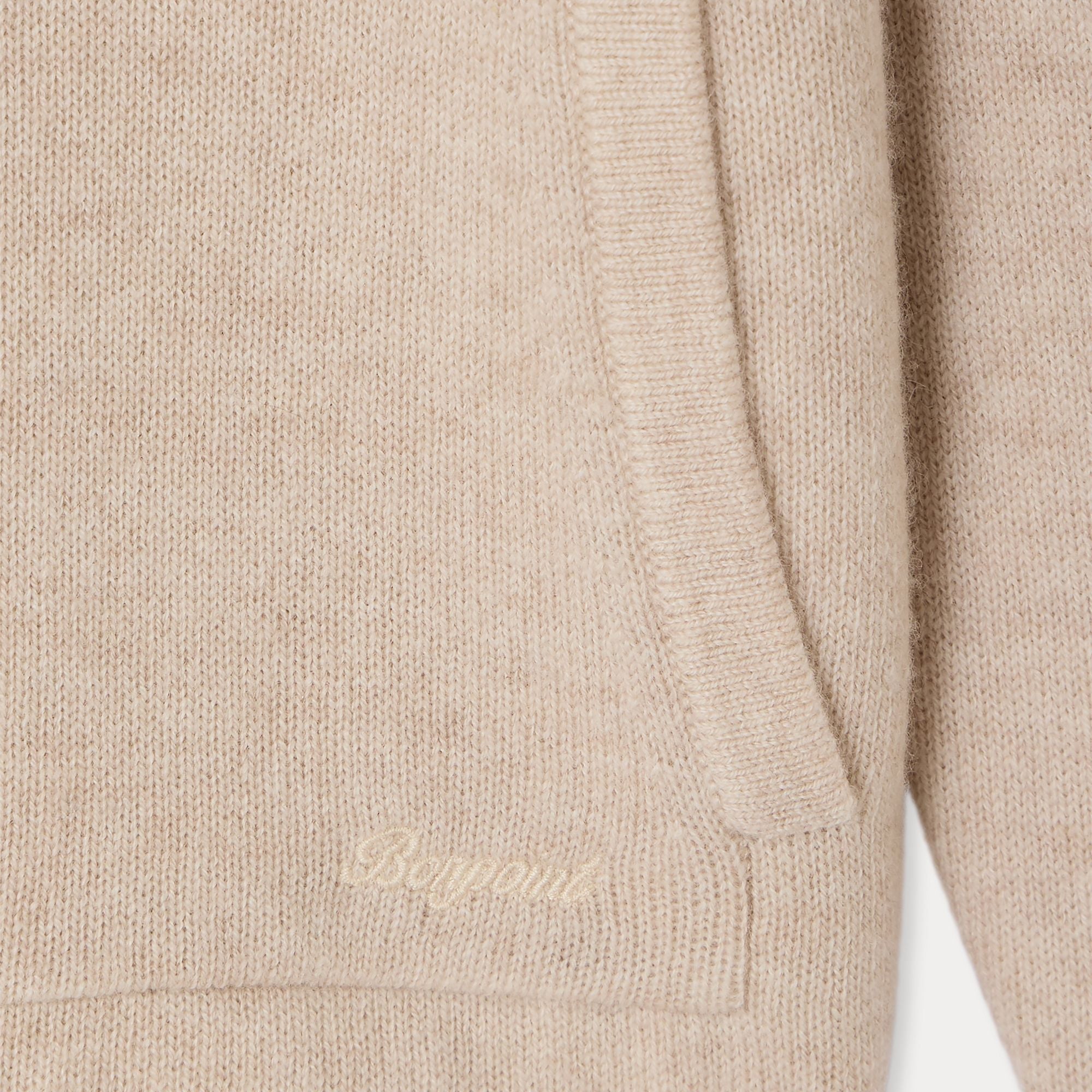 Girls Beige Hooded Wool Sweater