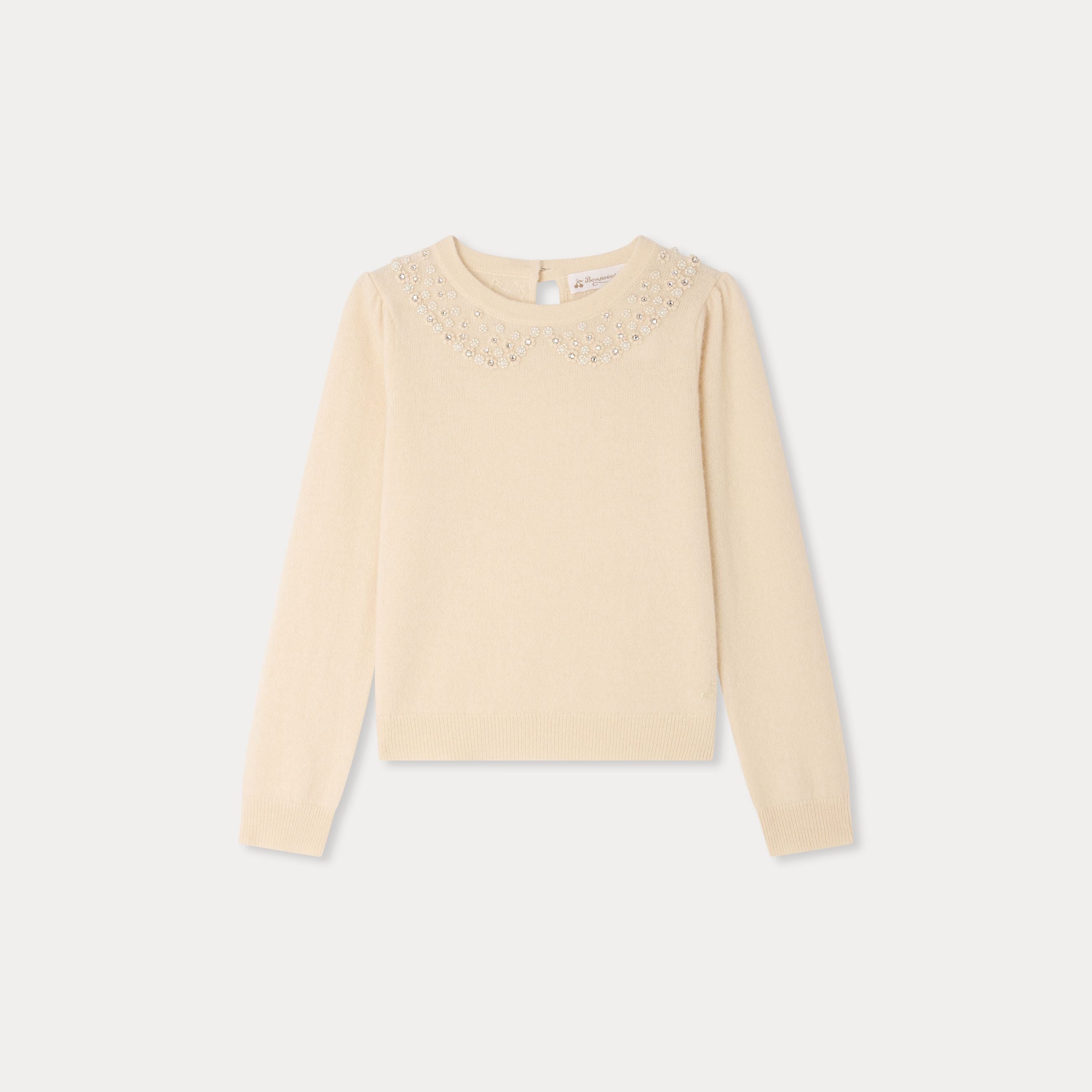 Girls White Cashmere Sweater