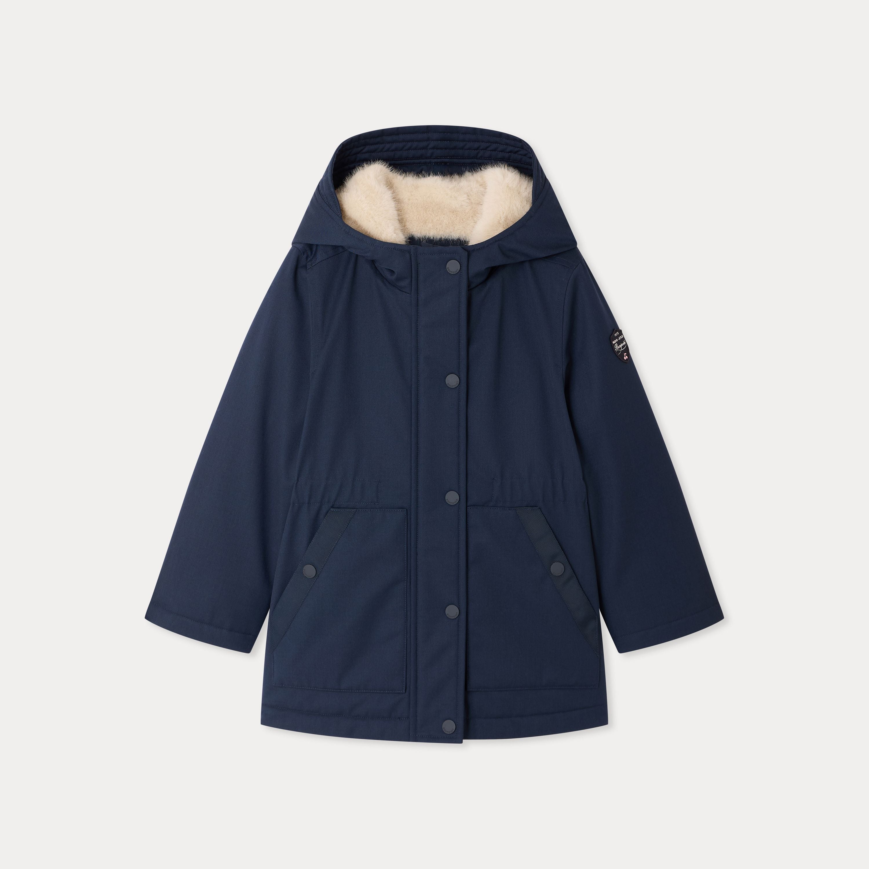 Girls Navy Hooded Coat