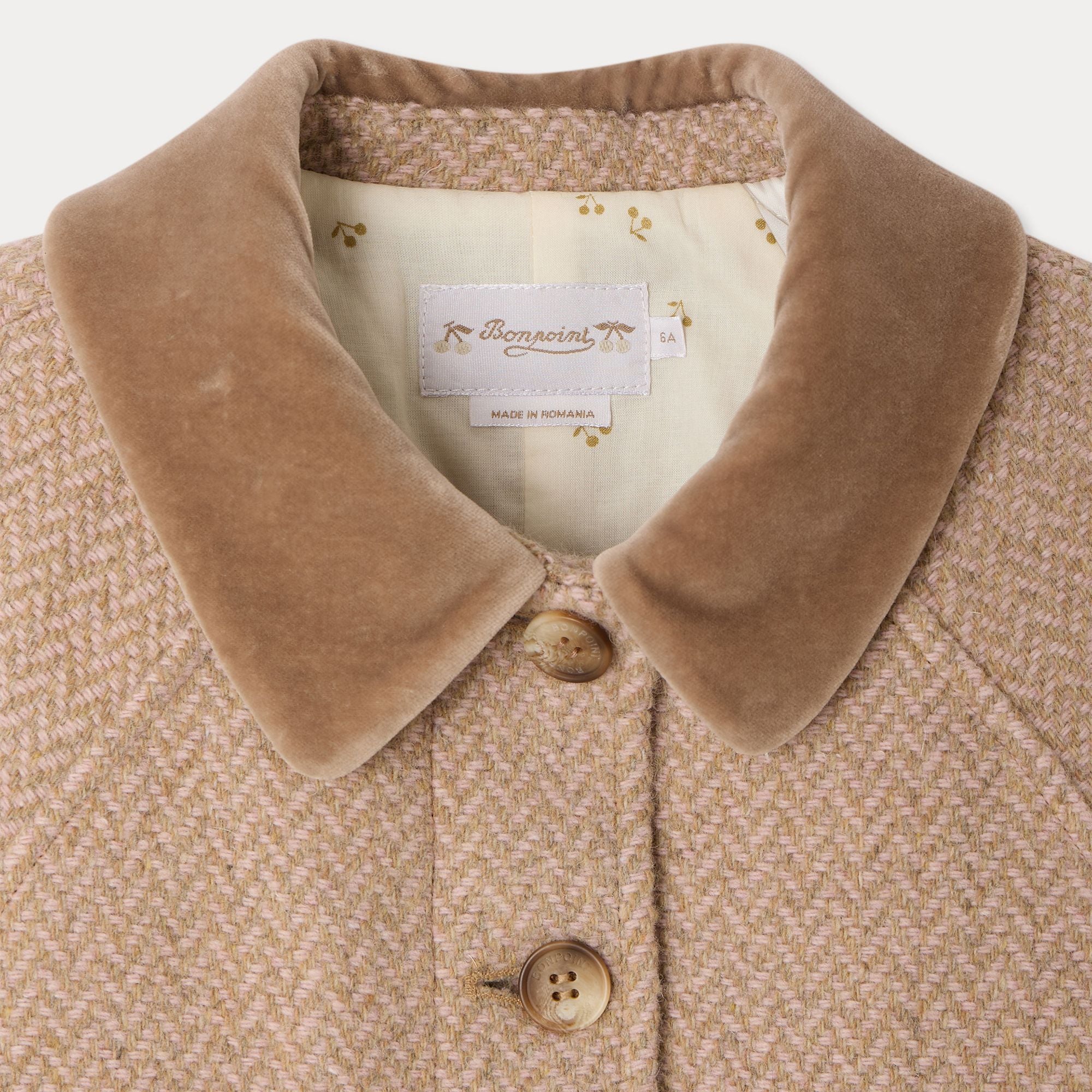 Girls Beige Wool Coat