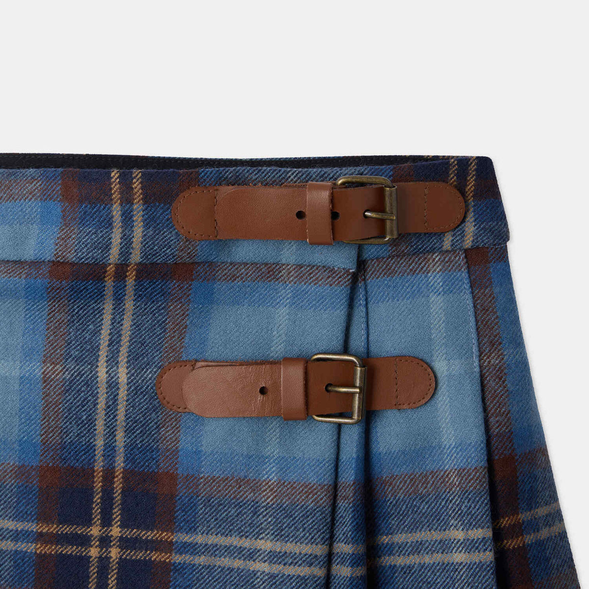 Girls Blue Check Wool Skirt