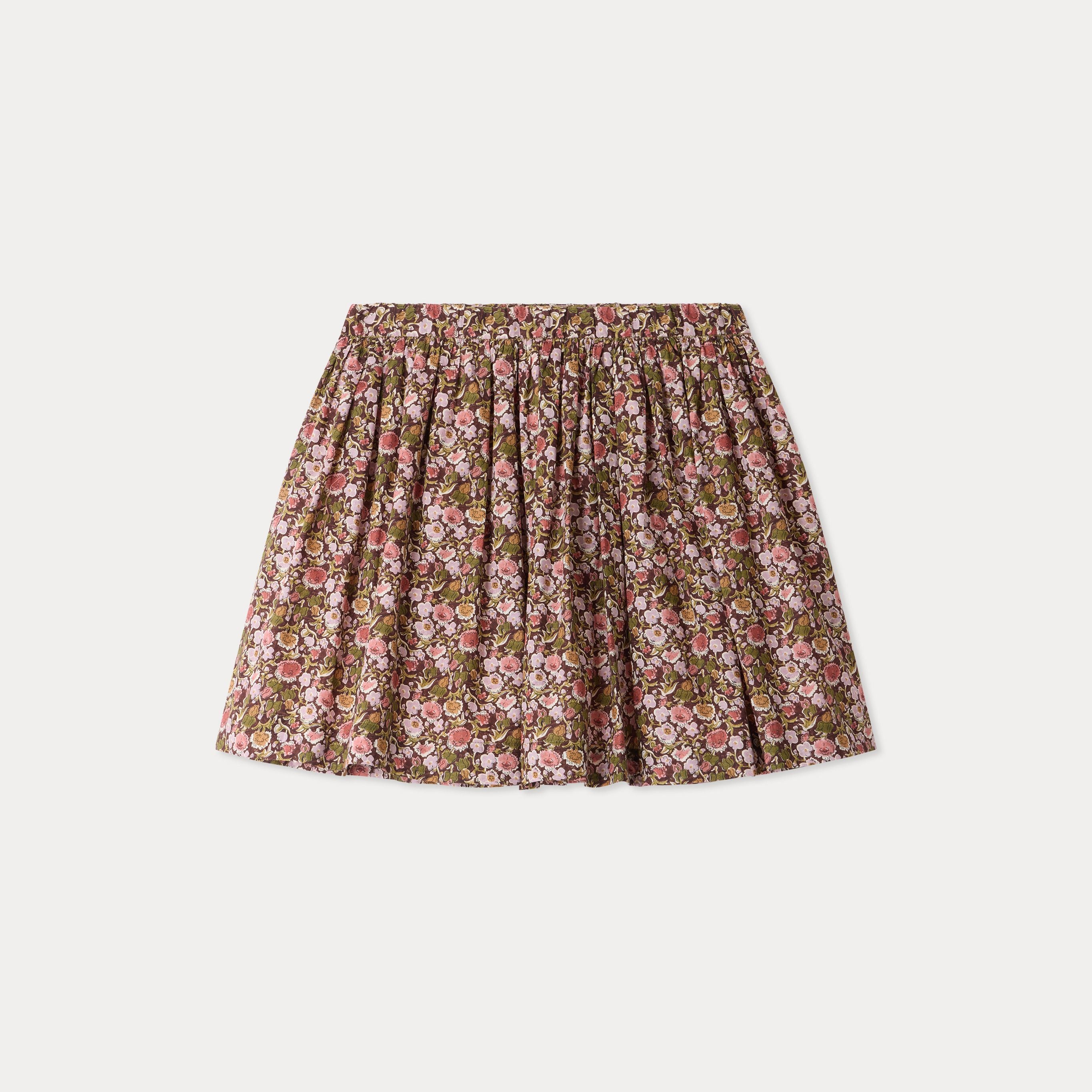 Girls Pink Floral Cotton Skirt