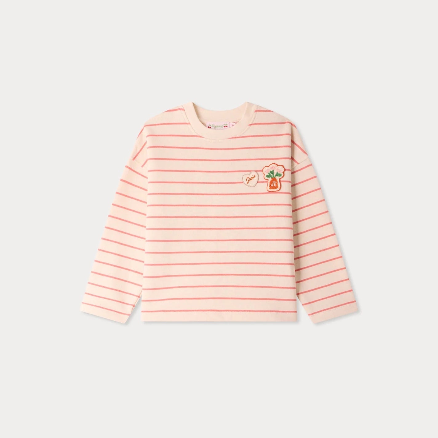 Girls Pink Stripes Cotton T-Shirt