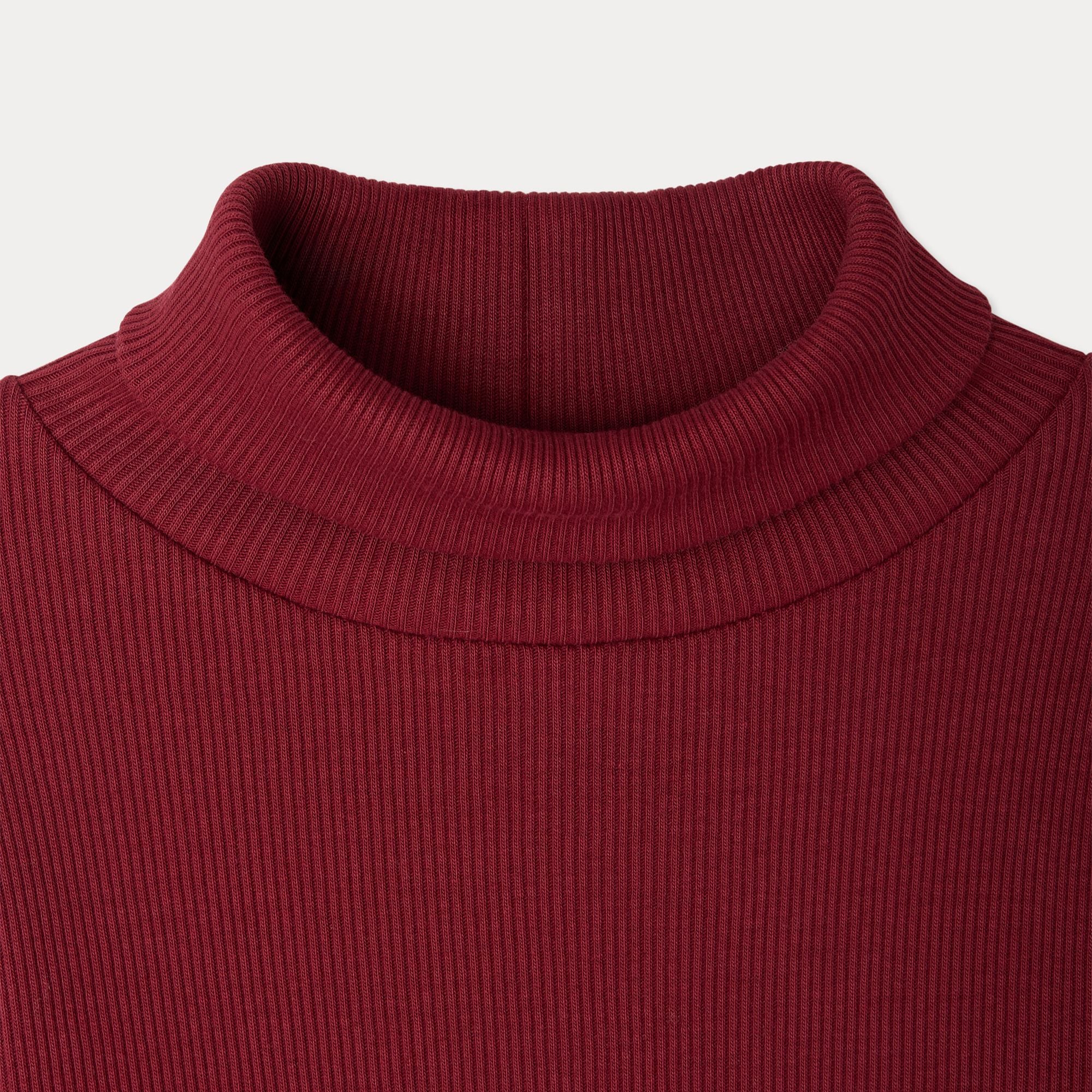 Girls Wine Red Cotton Turtleneck