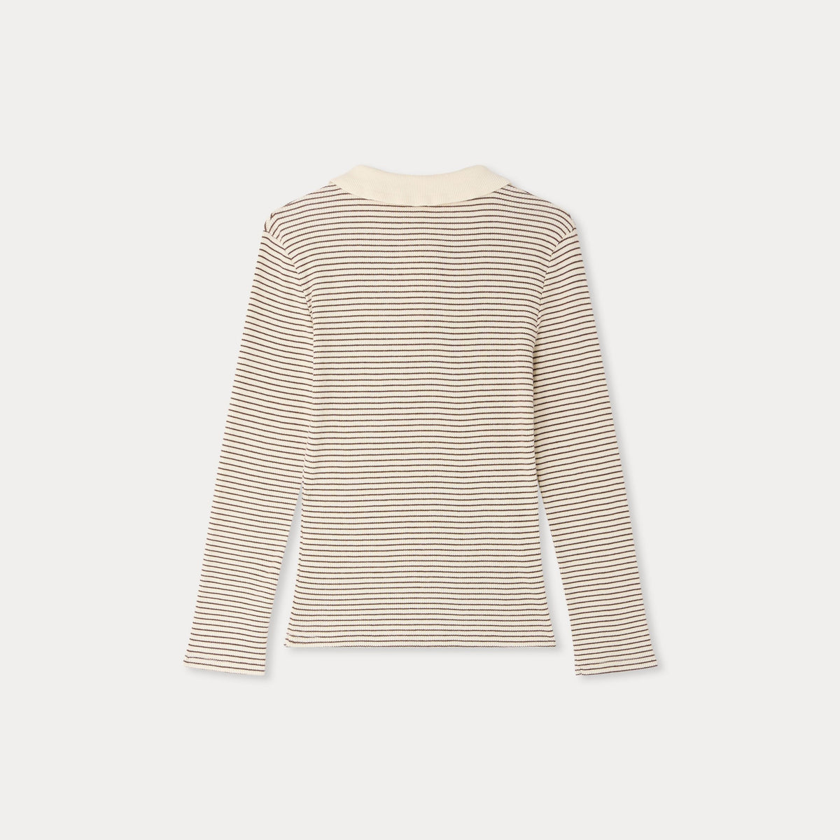 Girls Beige Stripes Cotton Polo Shirt