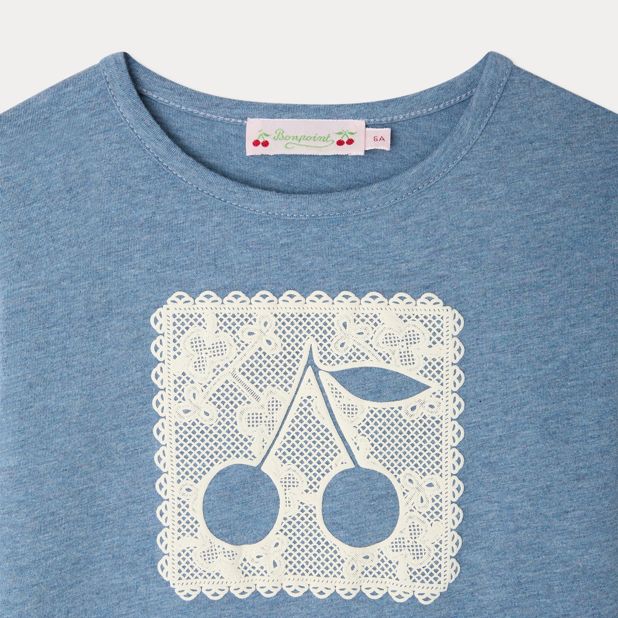 Girls Blue Logo Cotton T-Shirt