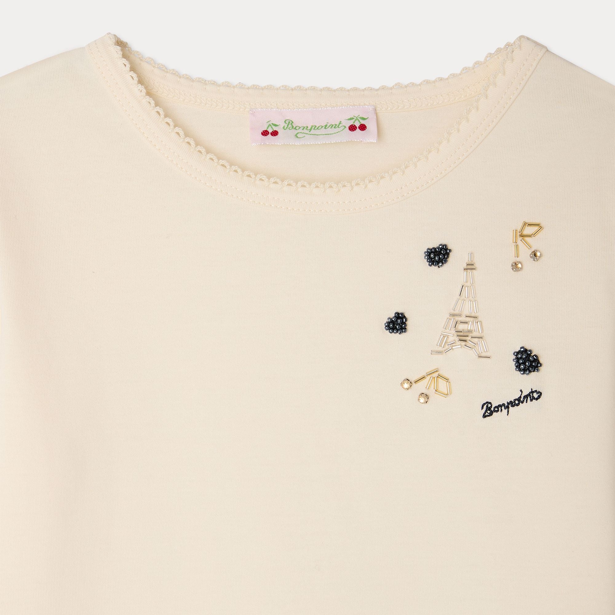 Girls White Cotton T-Shirt