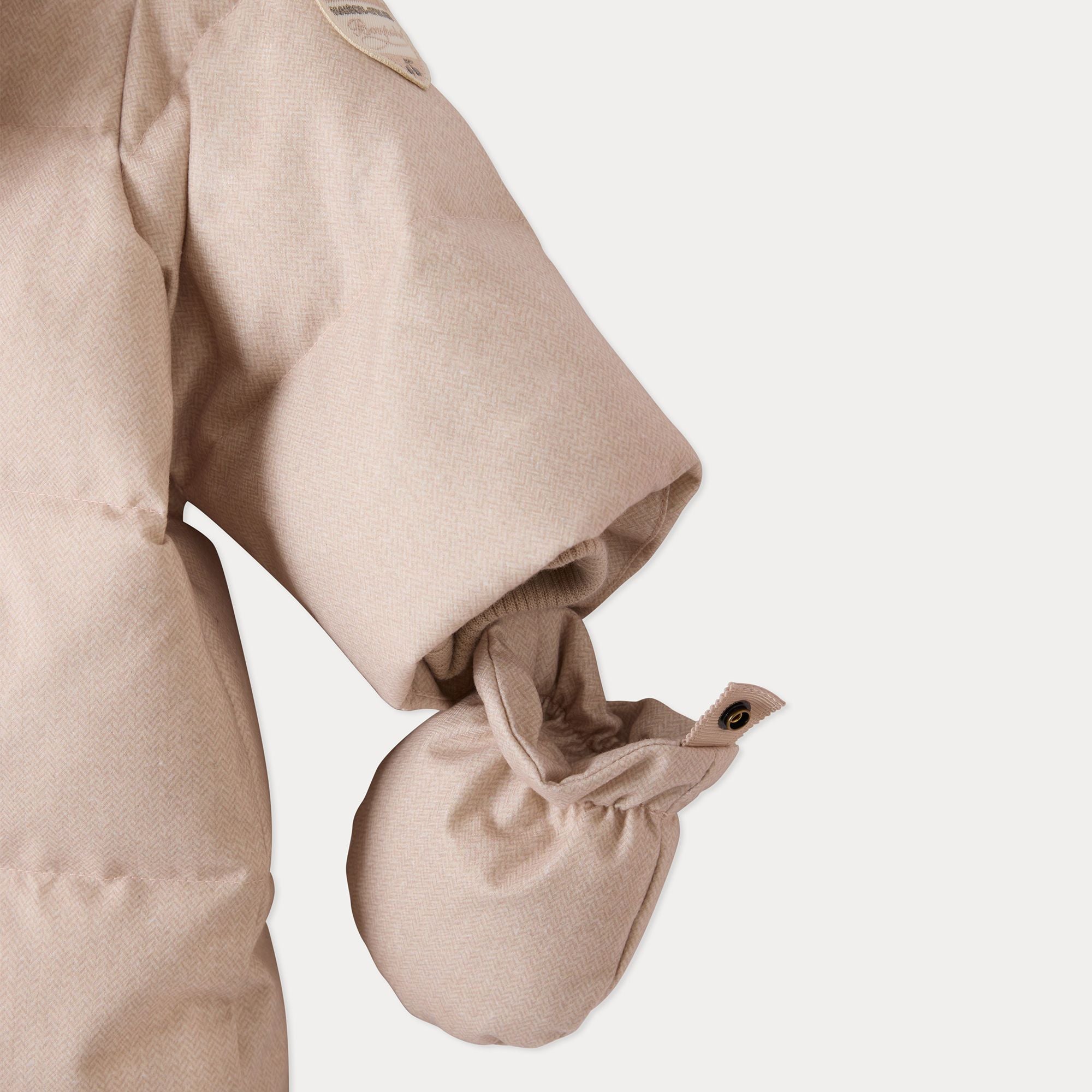 Baby Girls Beige Pink Padded Down Babysuit