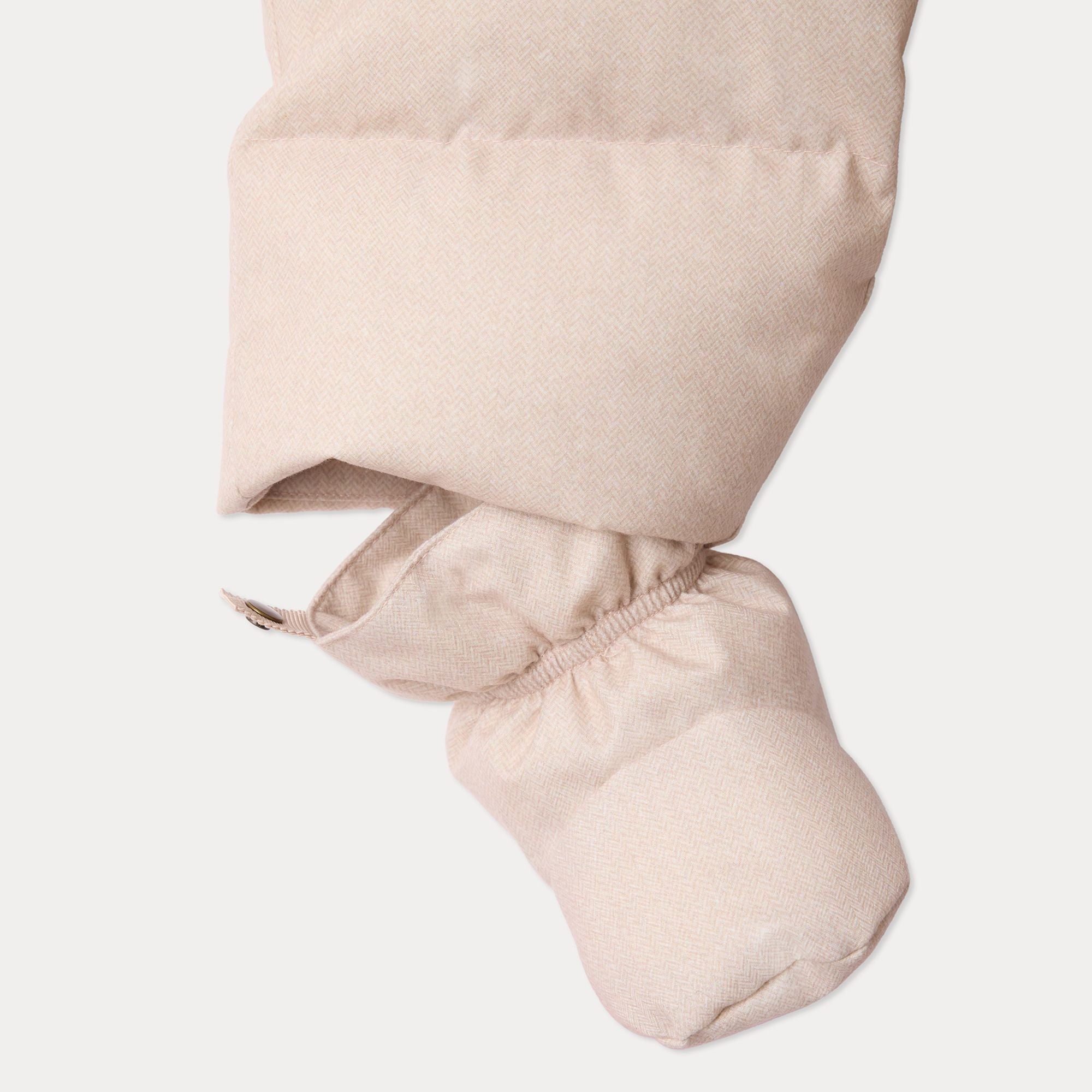 Baby Girls Beige Pink Padded Down Babysuit