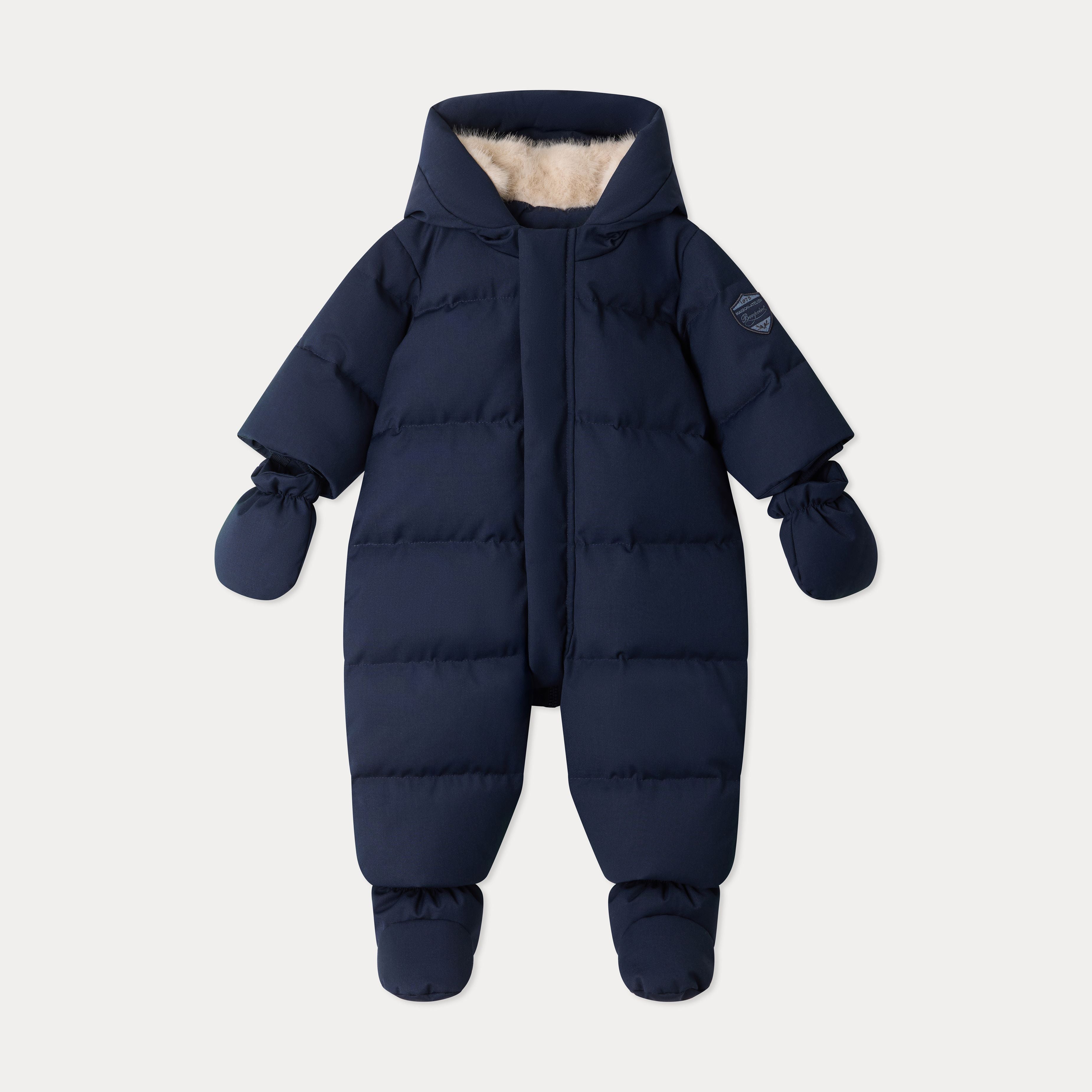 Baby Boys Navy Padded Down Babysuit