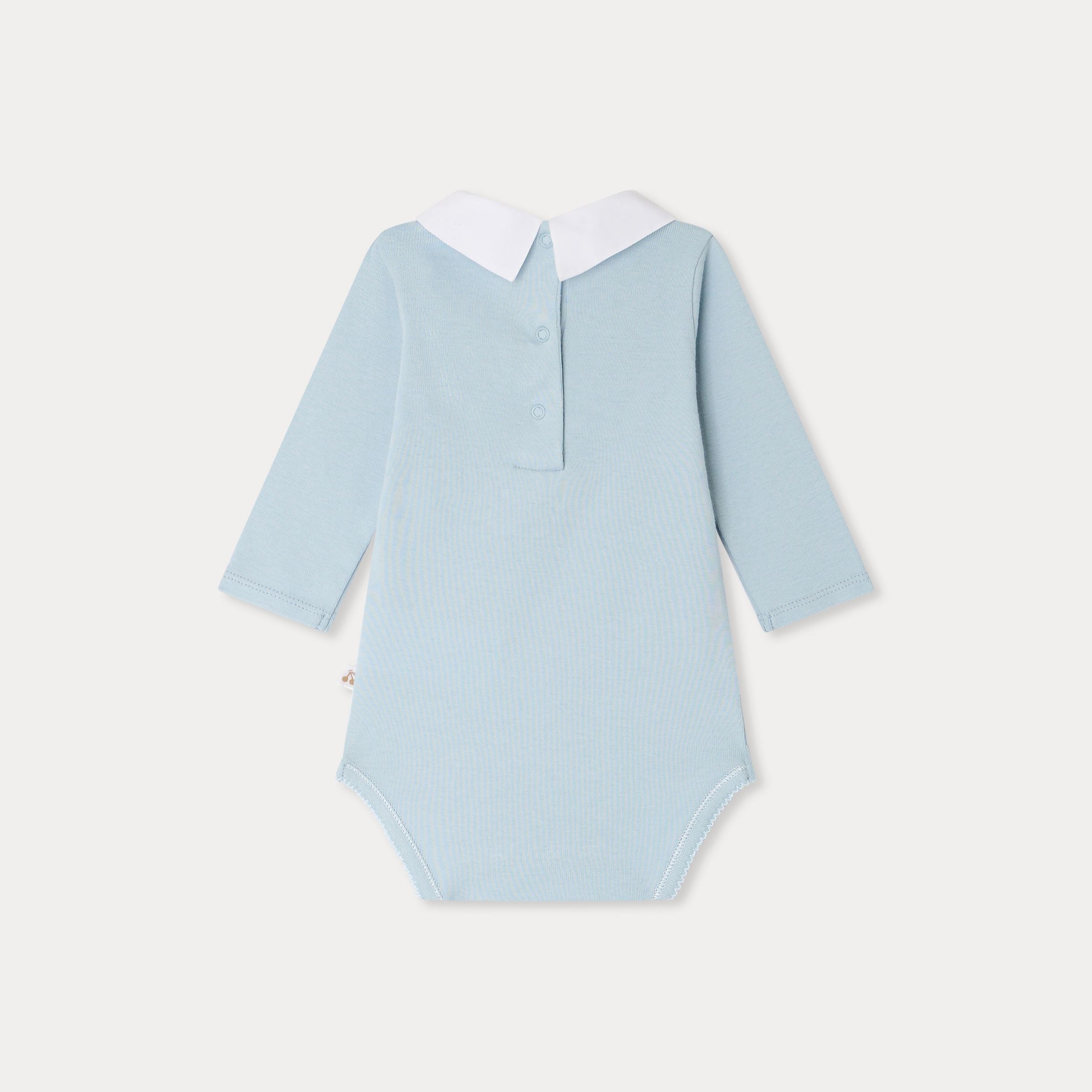 Baby Boys Light Blue Cotton Babysuit