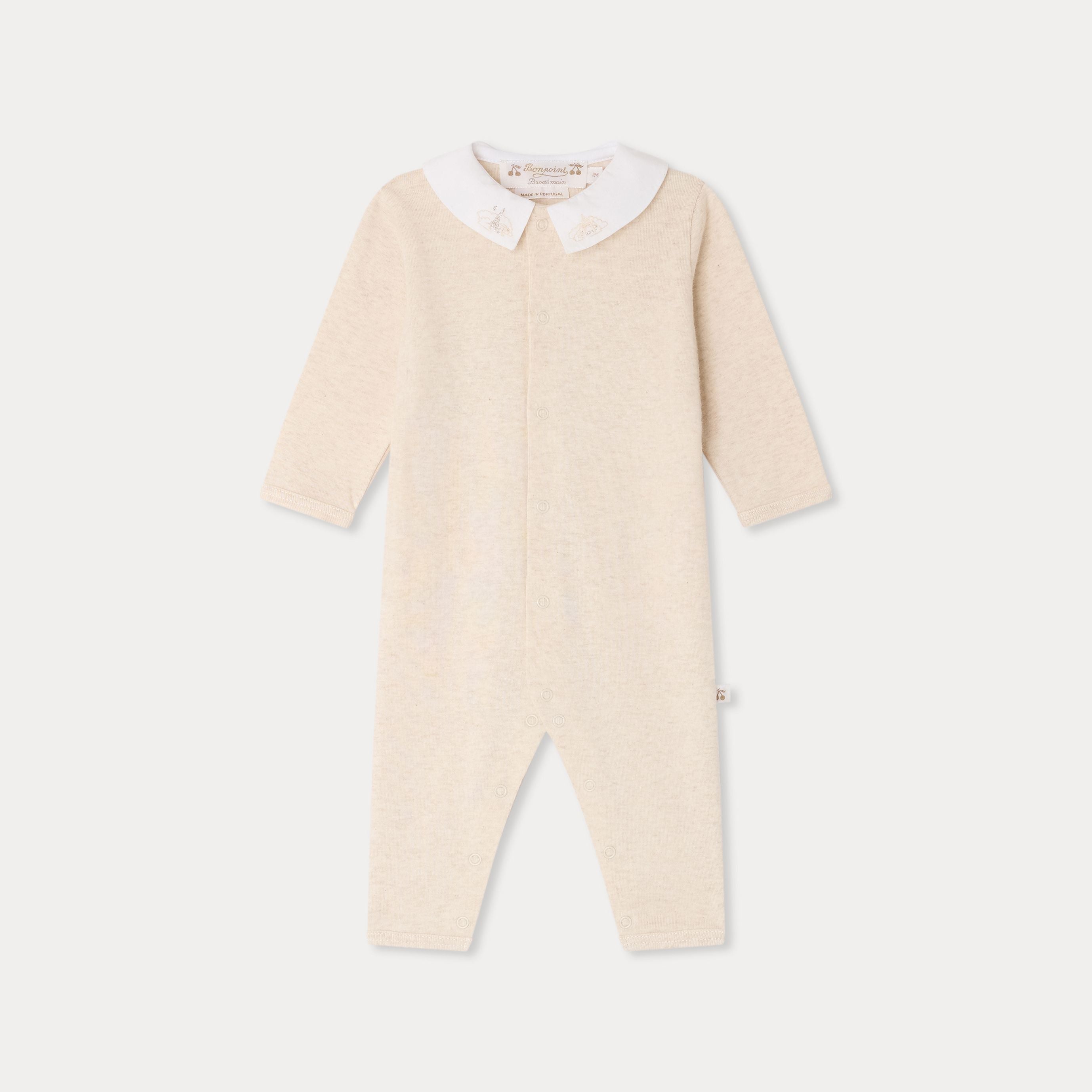 Baby Boys & Girls Beige Cotton Babysuit