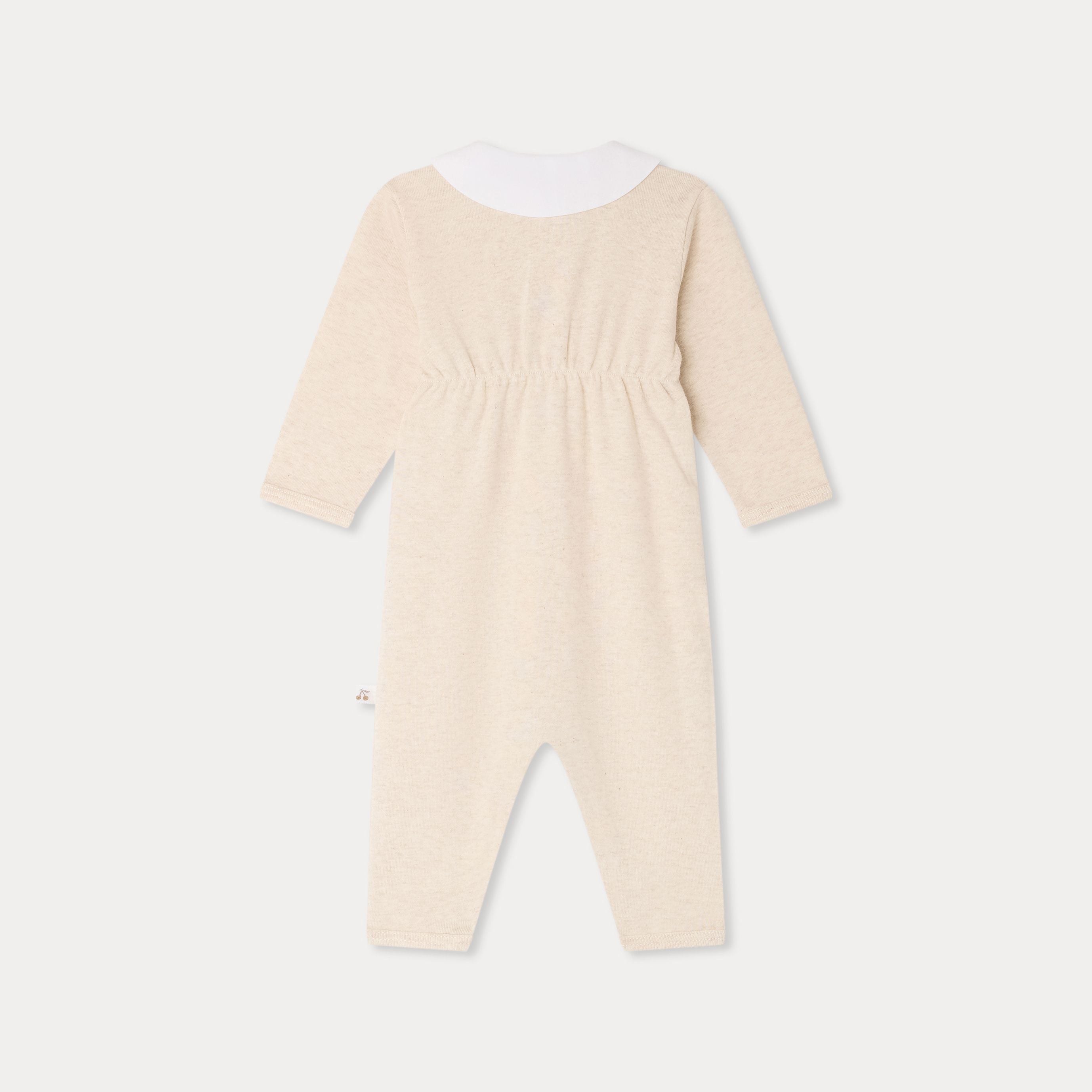 Baby Boys & Girls Beige Cotton Babysuit