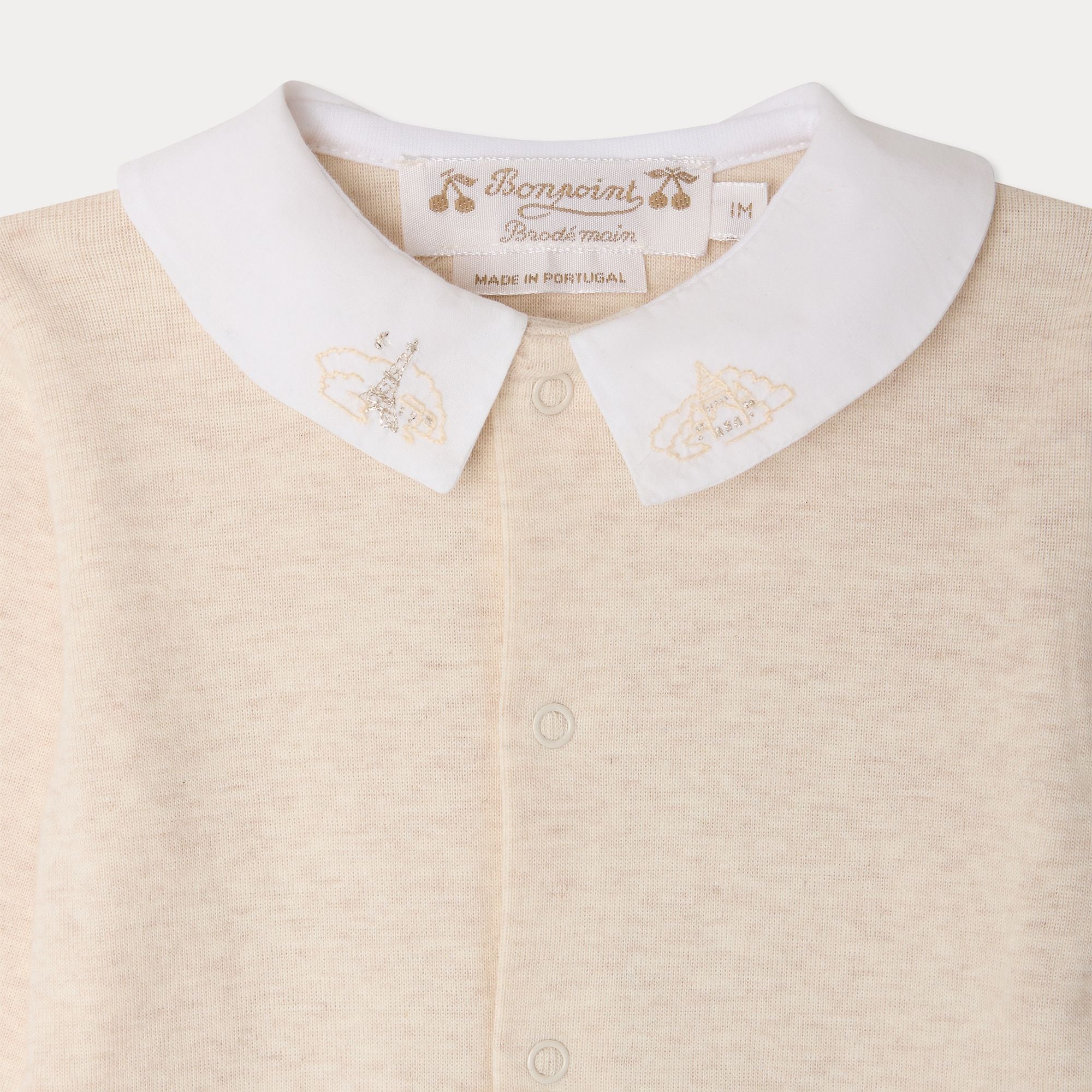 Baby Boys & Girls Beige Cotton Babysuit