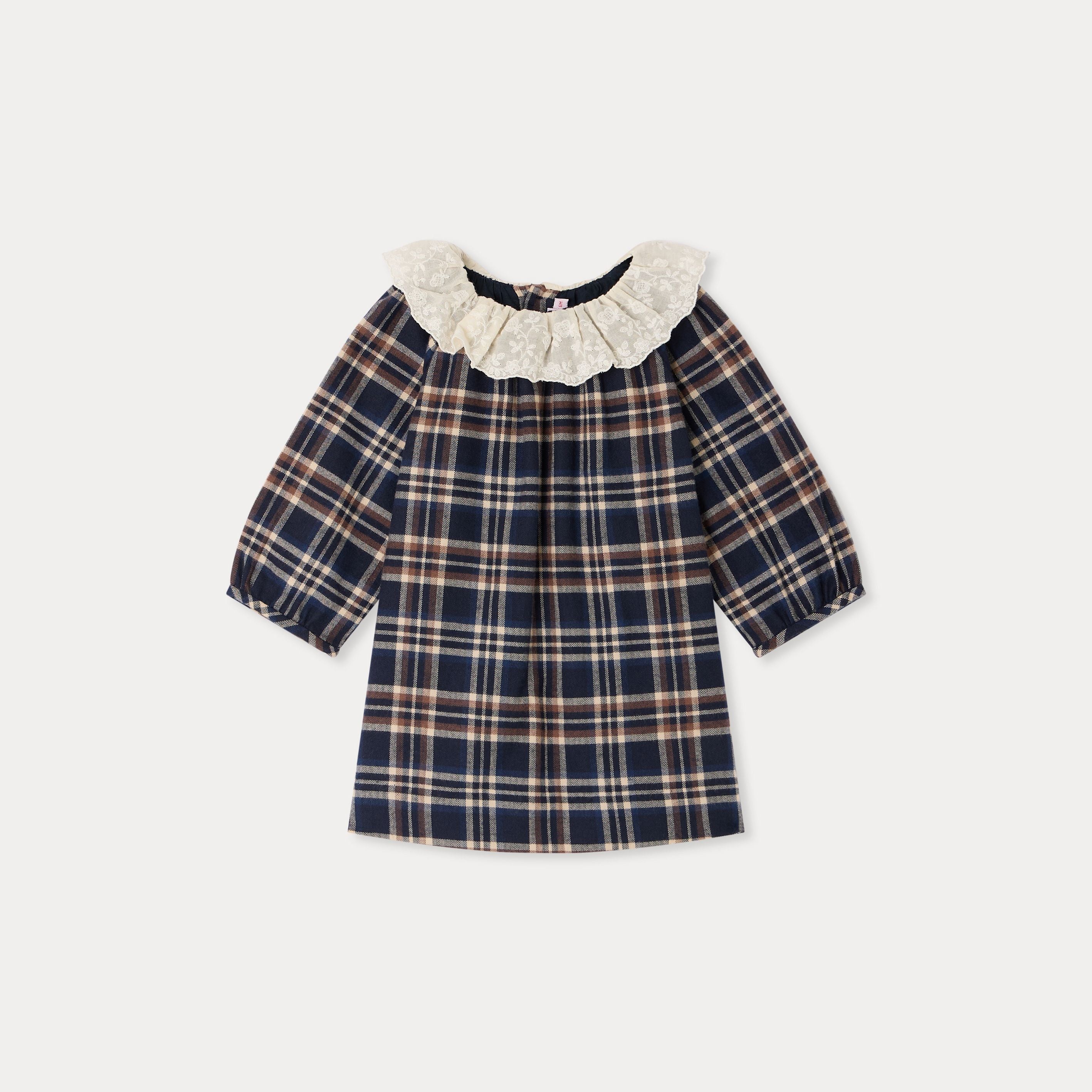 Baby Girls Navy Check Cotton Dress