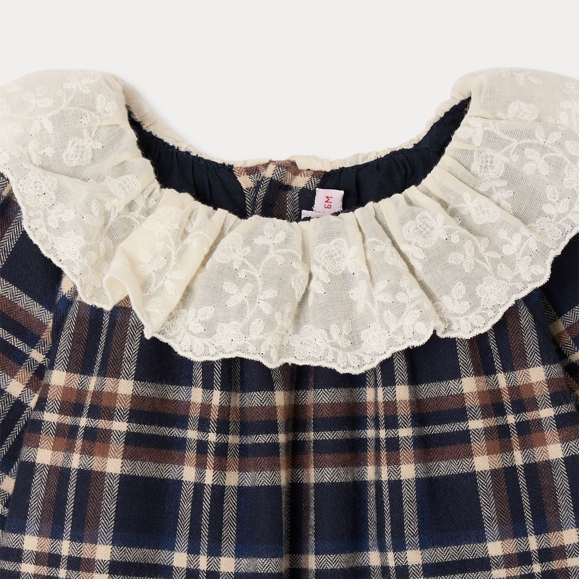 Baby Girls Navy Check Cotton Dress