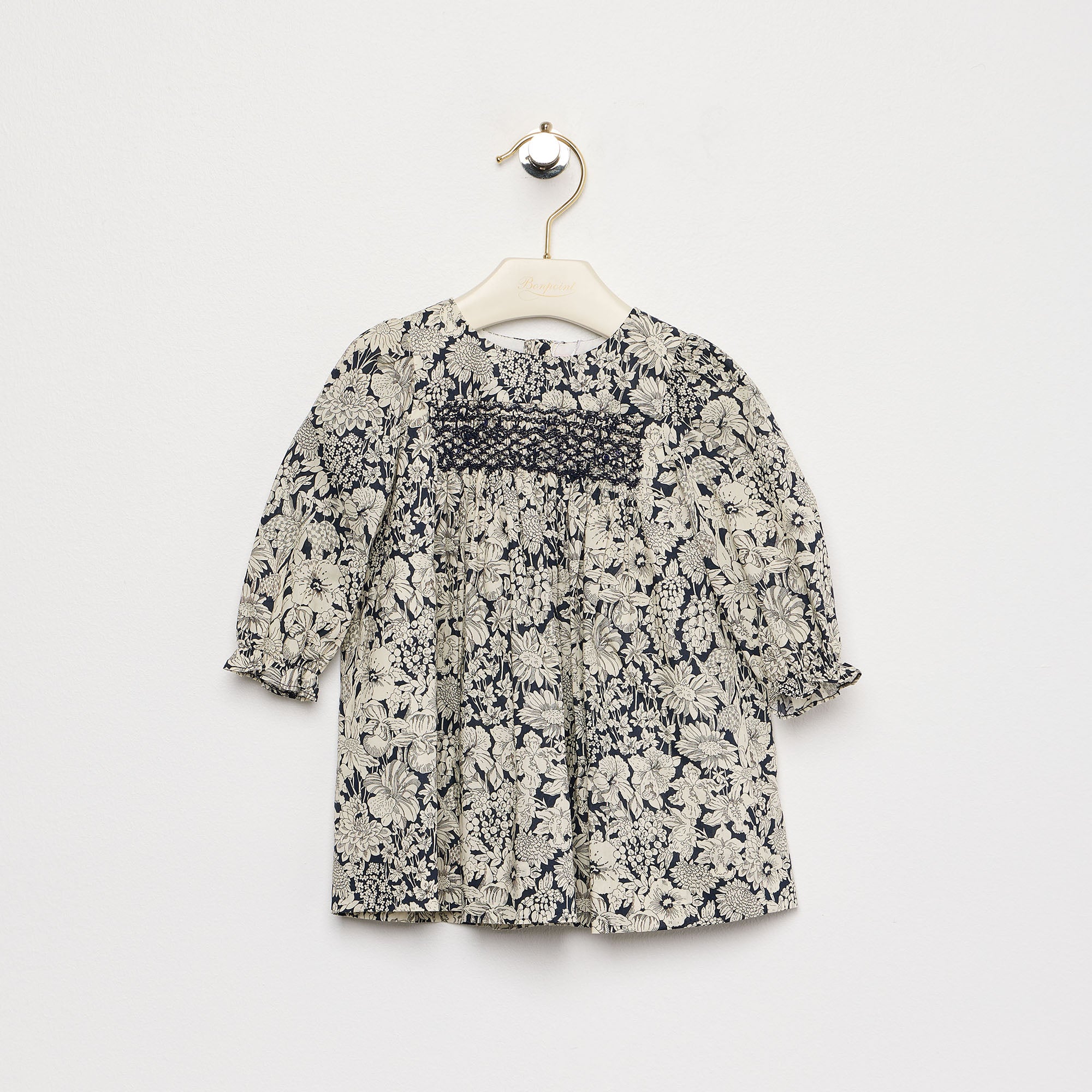 Baby Girls Navy Flower Cotton Dress