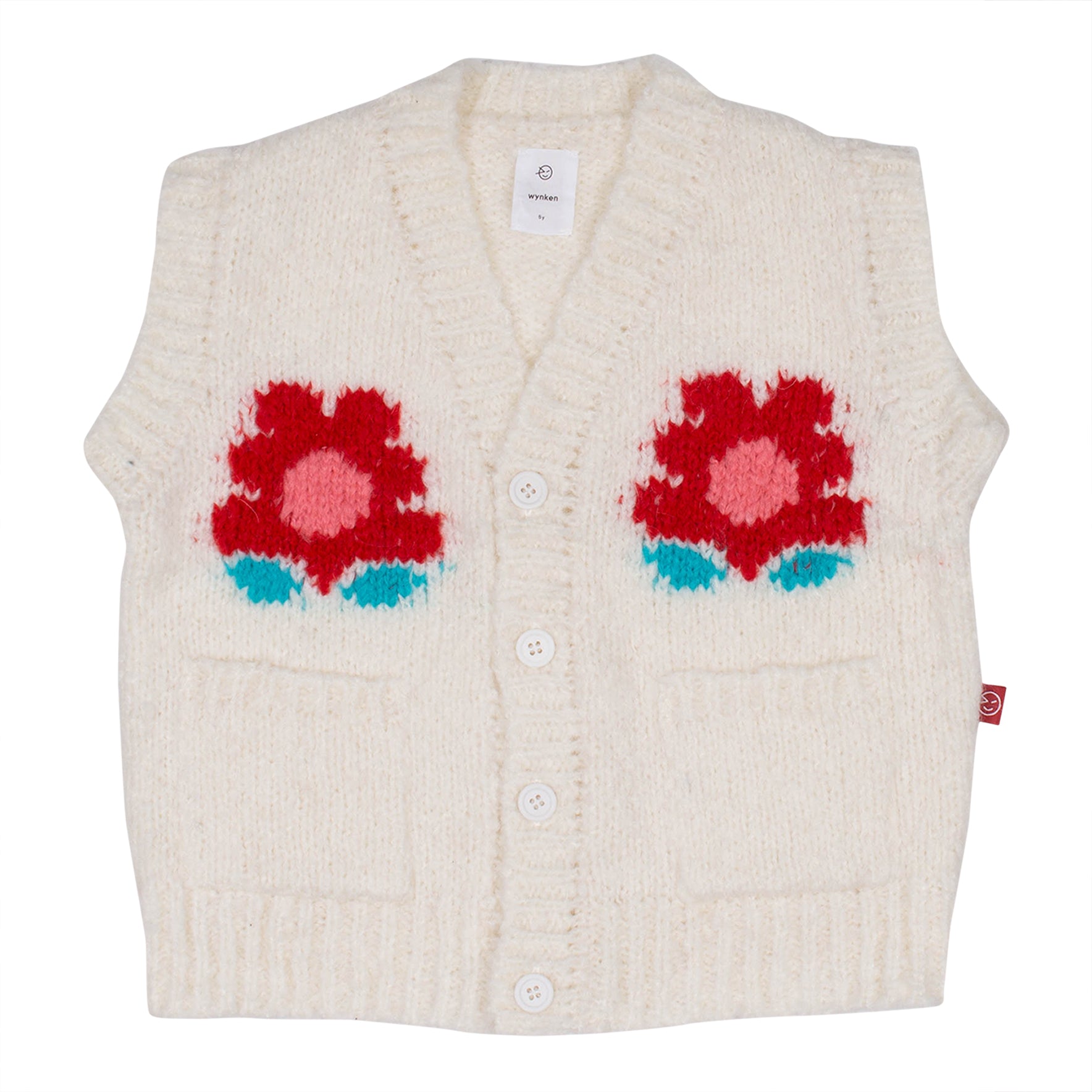 Girls White Jacquard Knit Gilet