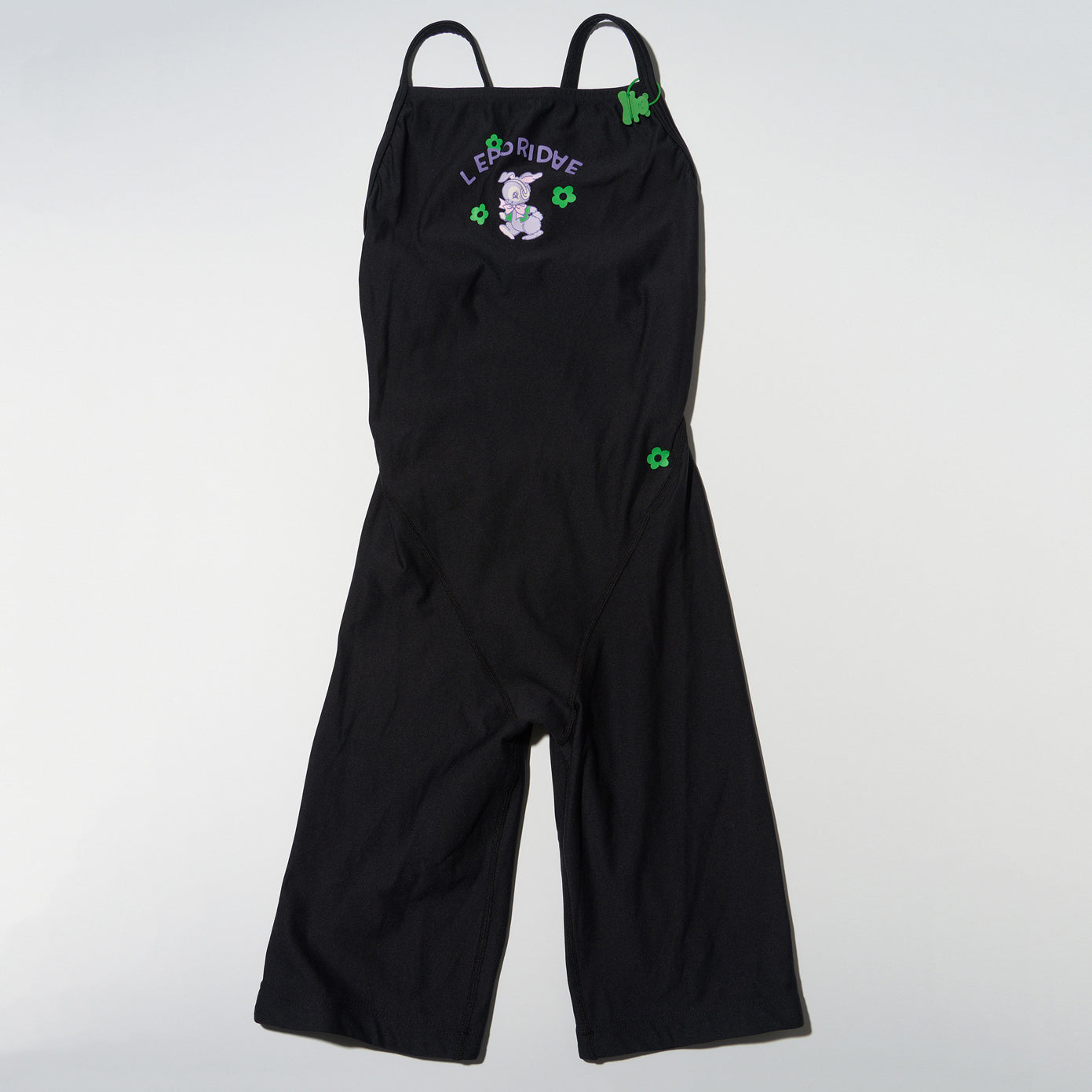 Women Black Cropped Professional Swimsuit