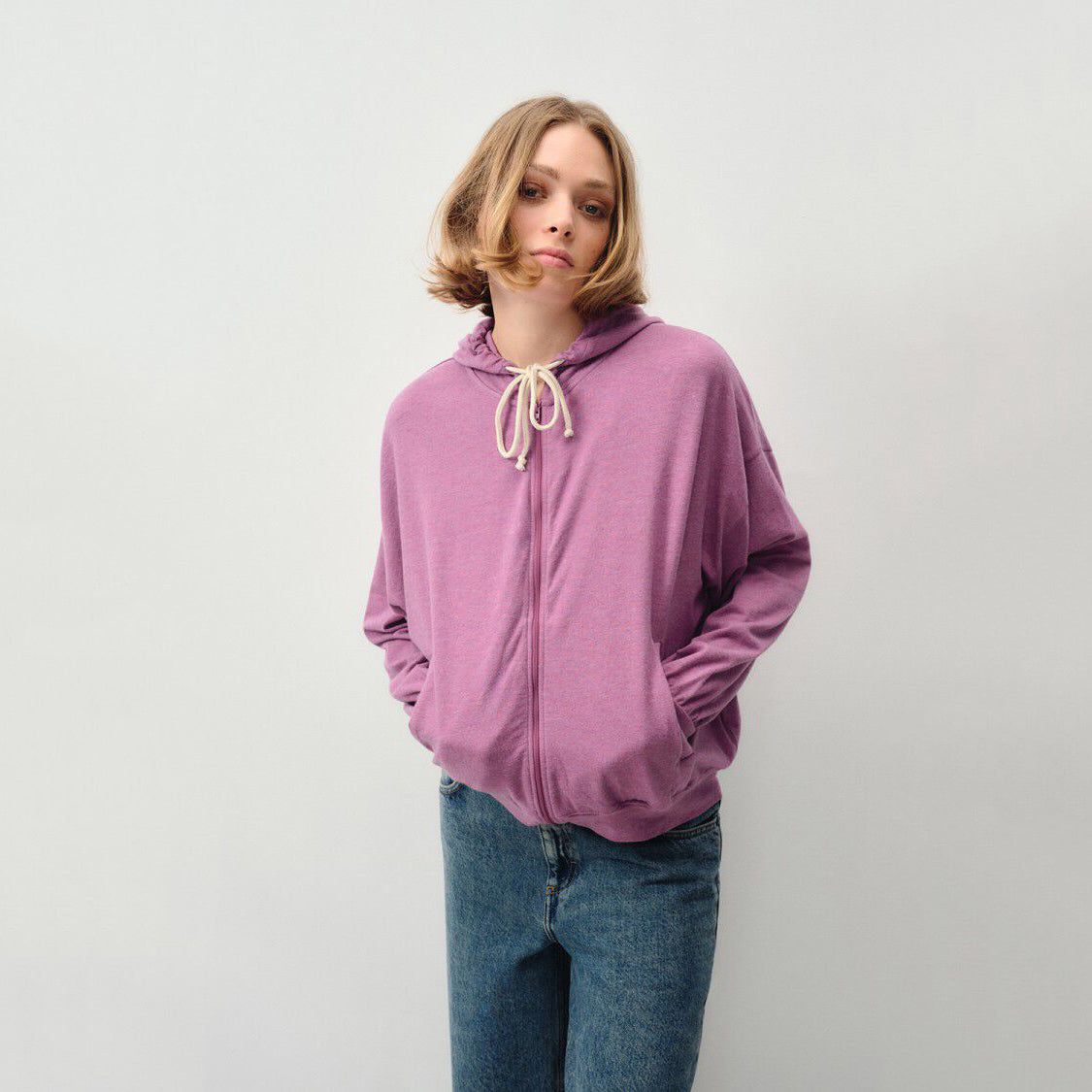 Women Purple Zip-Up Top