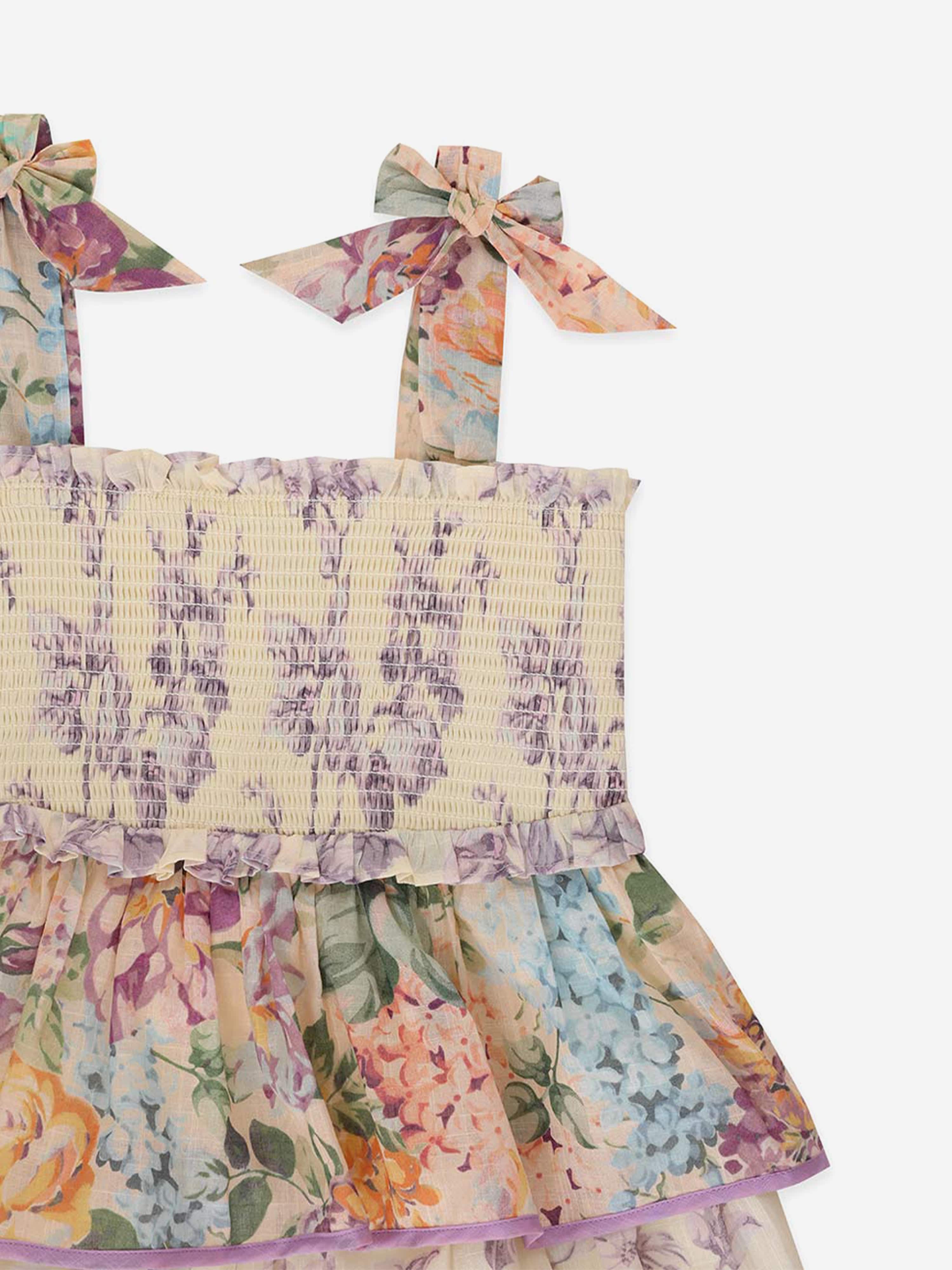 Zimmermann Girls Halliday Tiered Dress in Multicolour