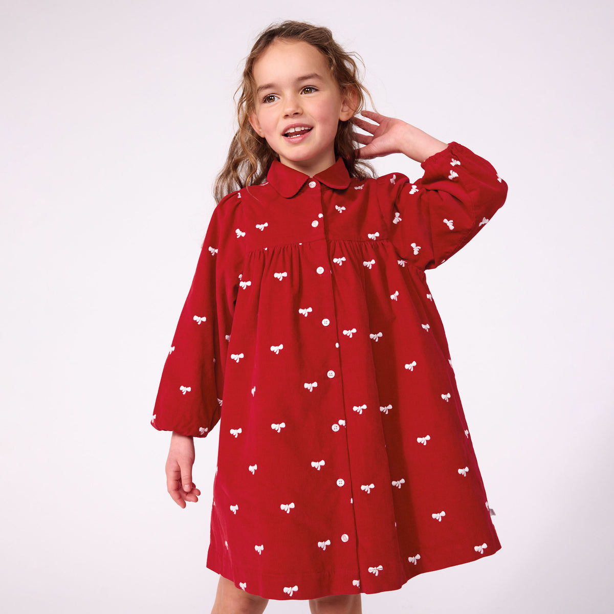 Girls Red Corduroy Cotton Dress