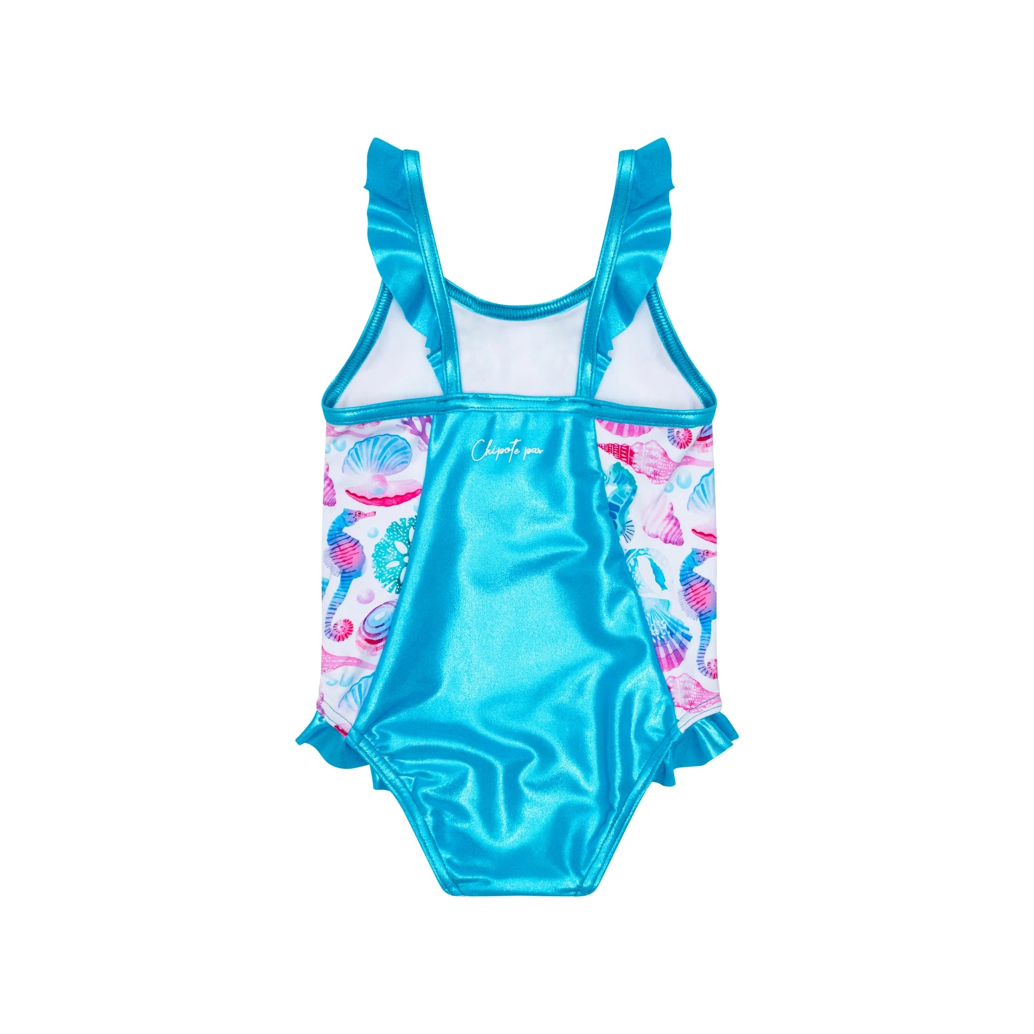 Girls Blue Ruffle Swimsuit