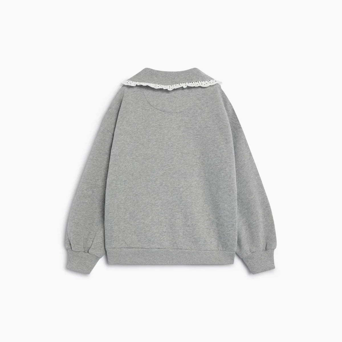 Girls Grey Cotton Polo Sweatshirt