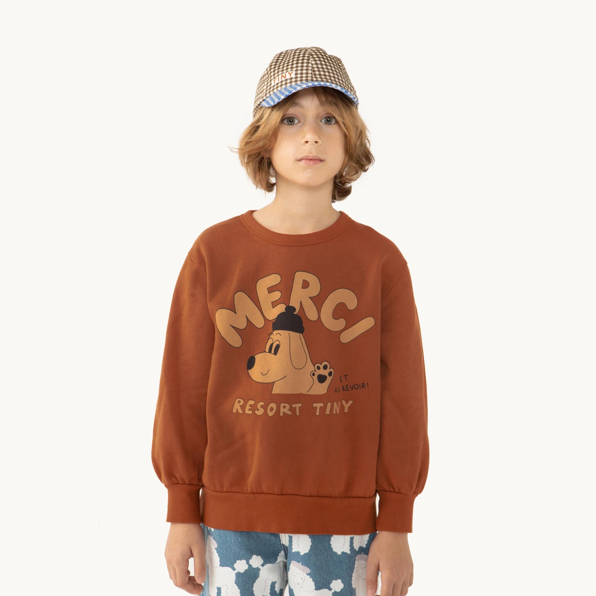 Boys & Girls Brown Printed Cotton Sweatshirt