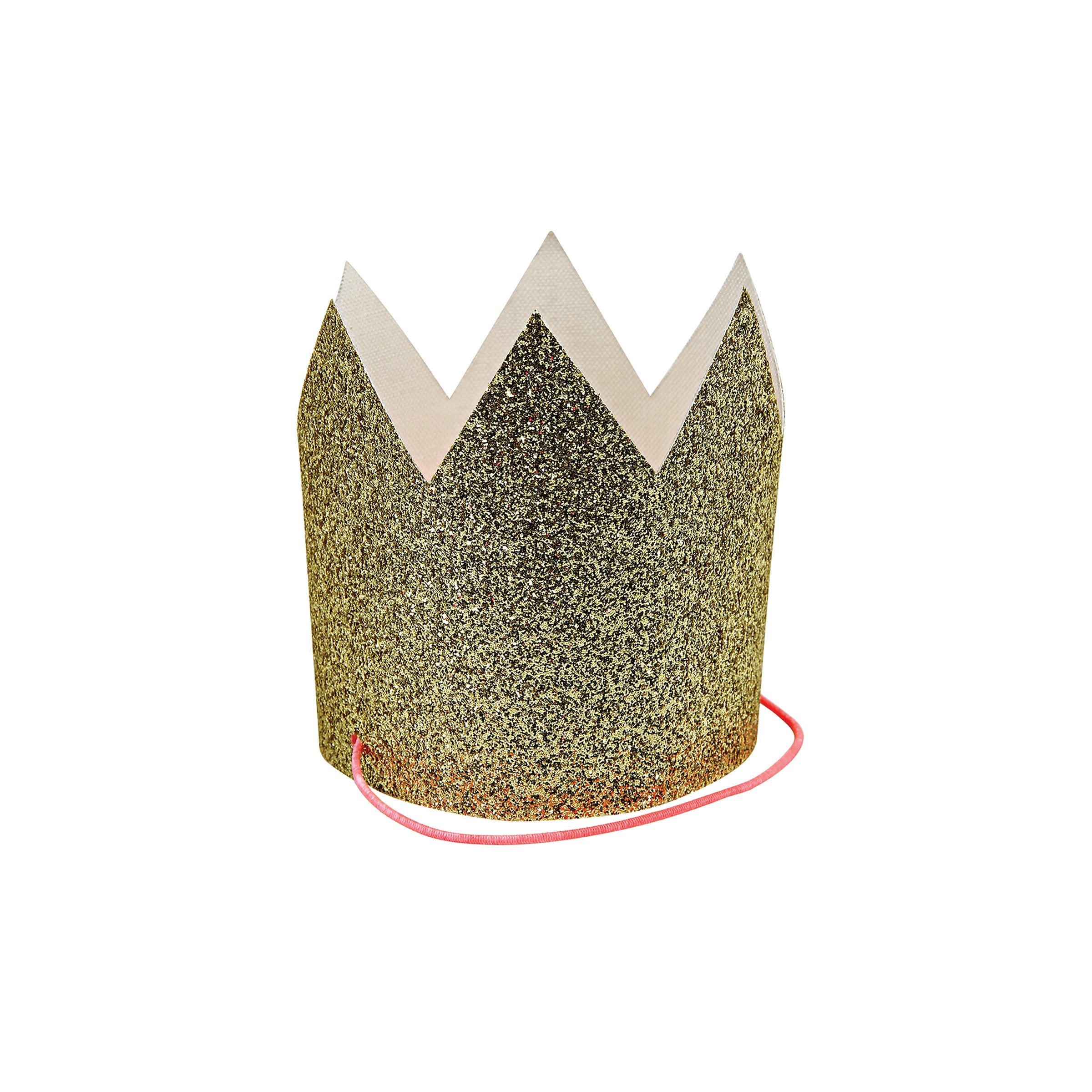 gold glitter mini crowns