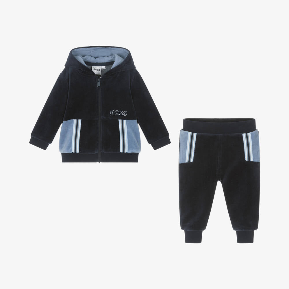 Baby Boys Dark Blue Velvet Set