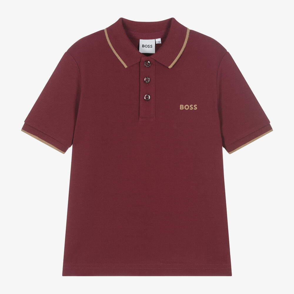 Boys Wine Red Cotton Polo Shirt