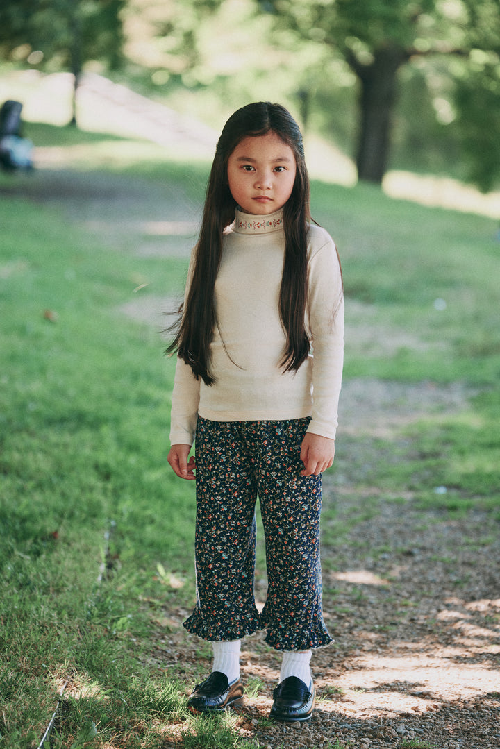 Girls Dark Blue Pattern Cotton Trousers