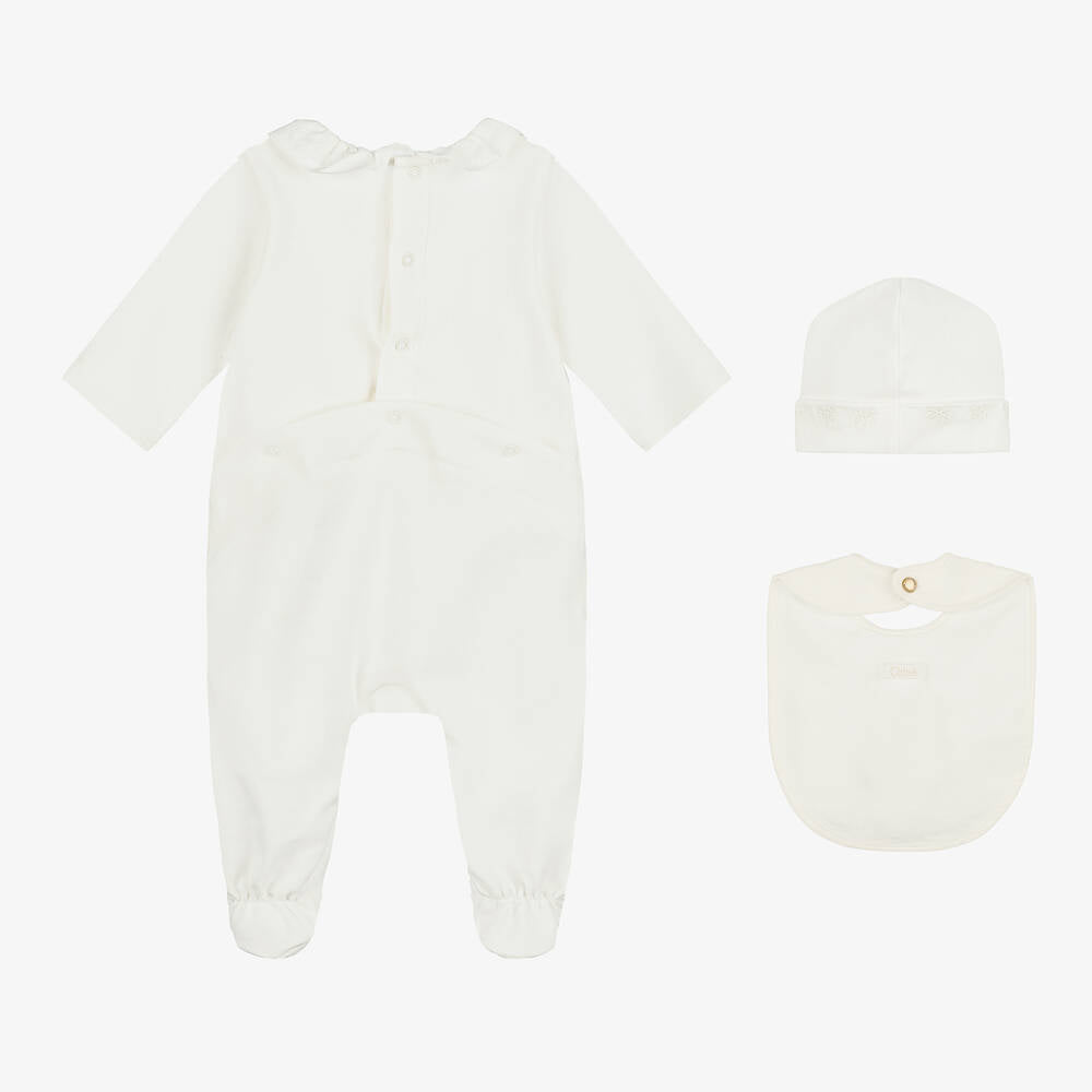 Baby Girls White Cotton Babysuit Gift Set(3 Pack)