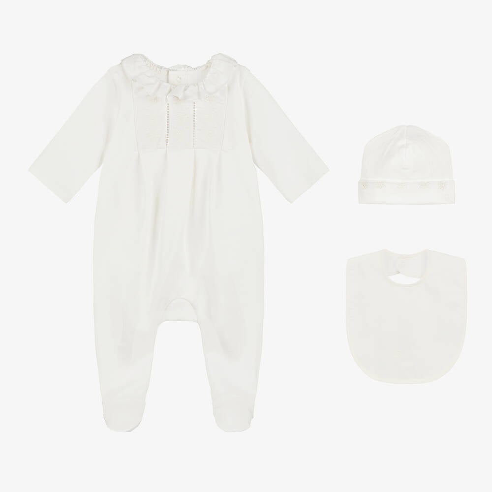 Baby Girls White Cotton Babysuit Gift Set(3 Pack)