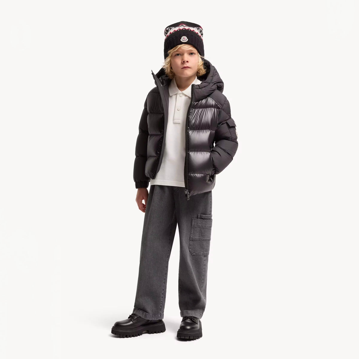 Boys Black "HYOSERIS" Padded Down Jacket
