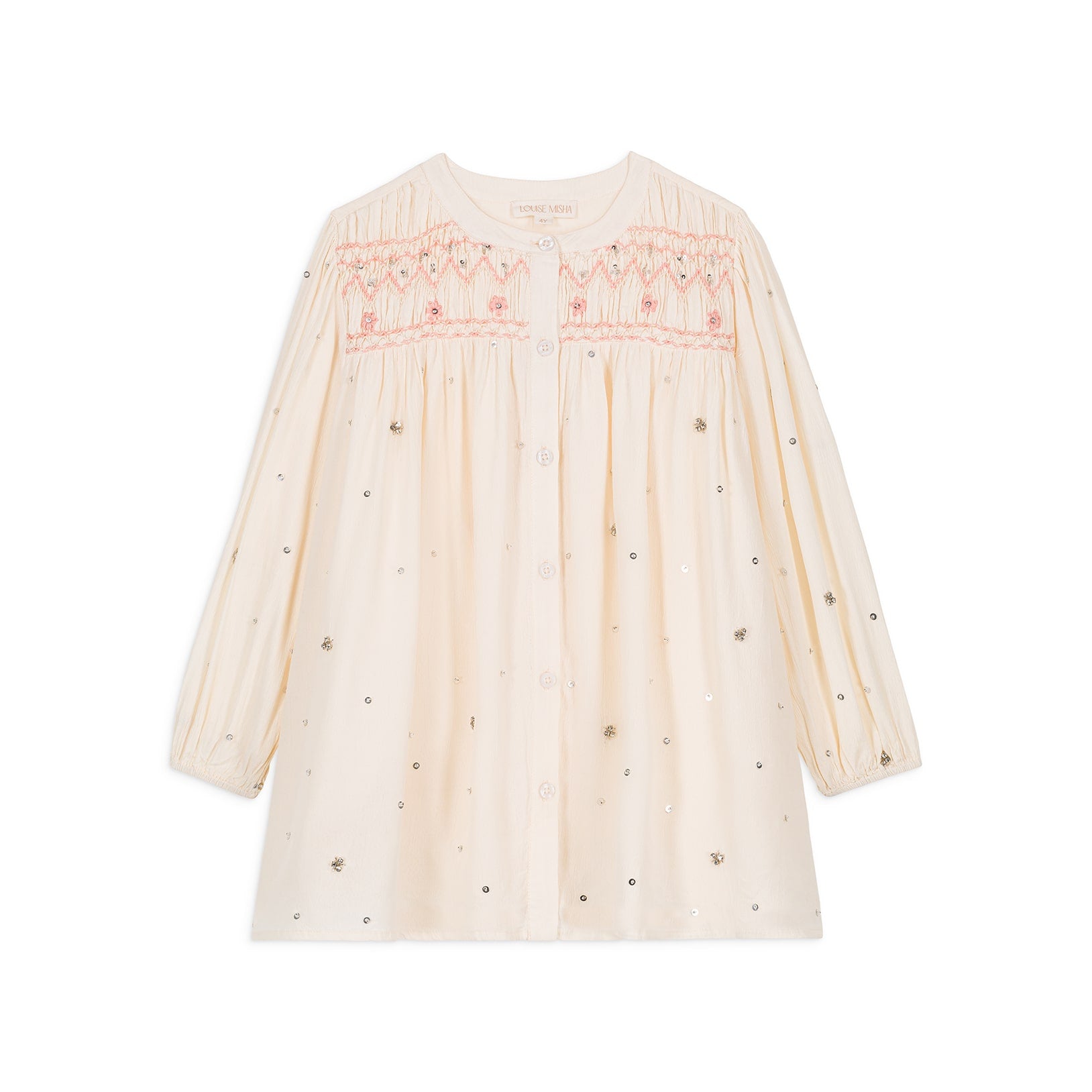 Girls Cream Embroidered Dress