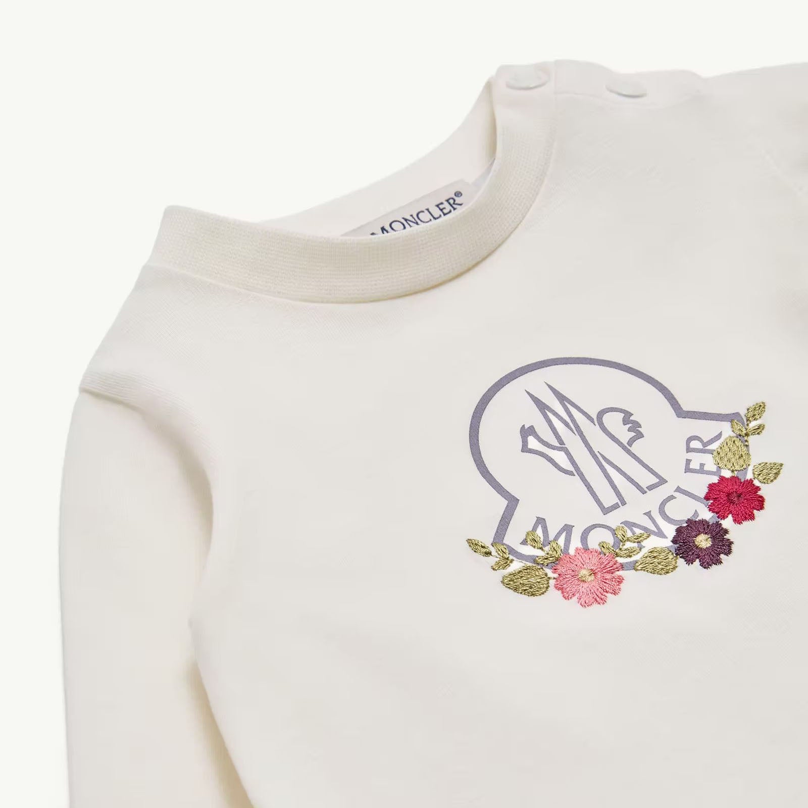Baby Girls White Embroidered Cotton Long Sleeves T-Shirt