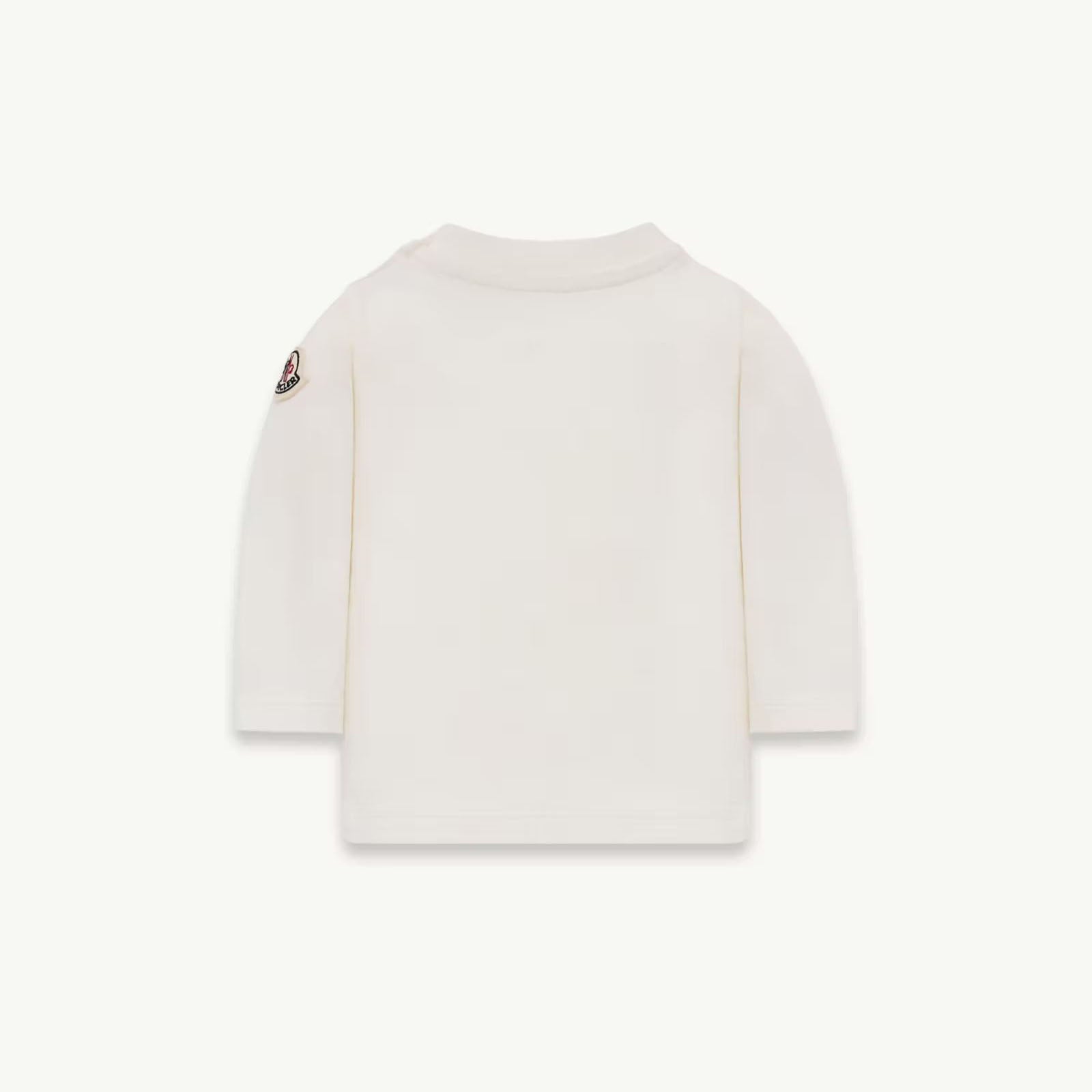 T-shirt bébé fille en coton blanc brodé à manches longues