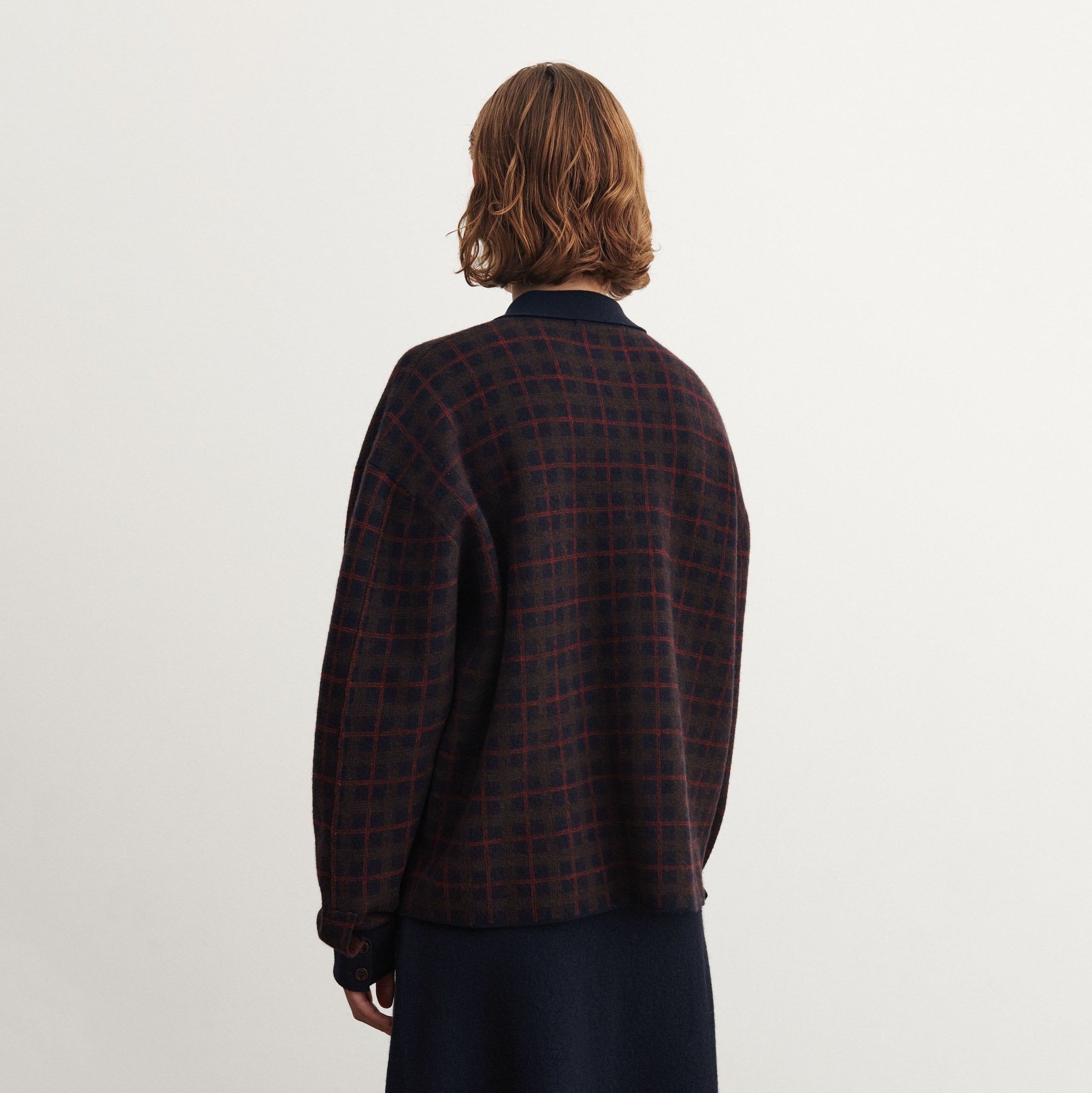 Women Brown Check Wool Jacket